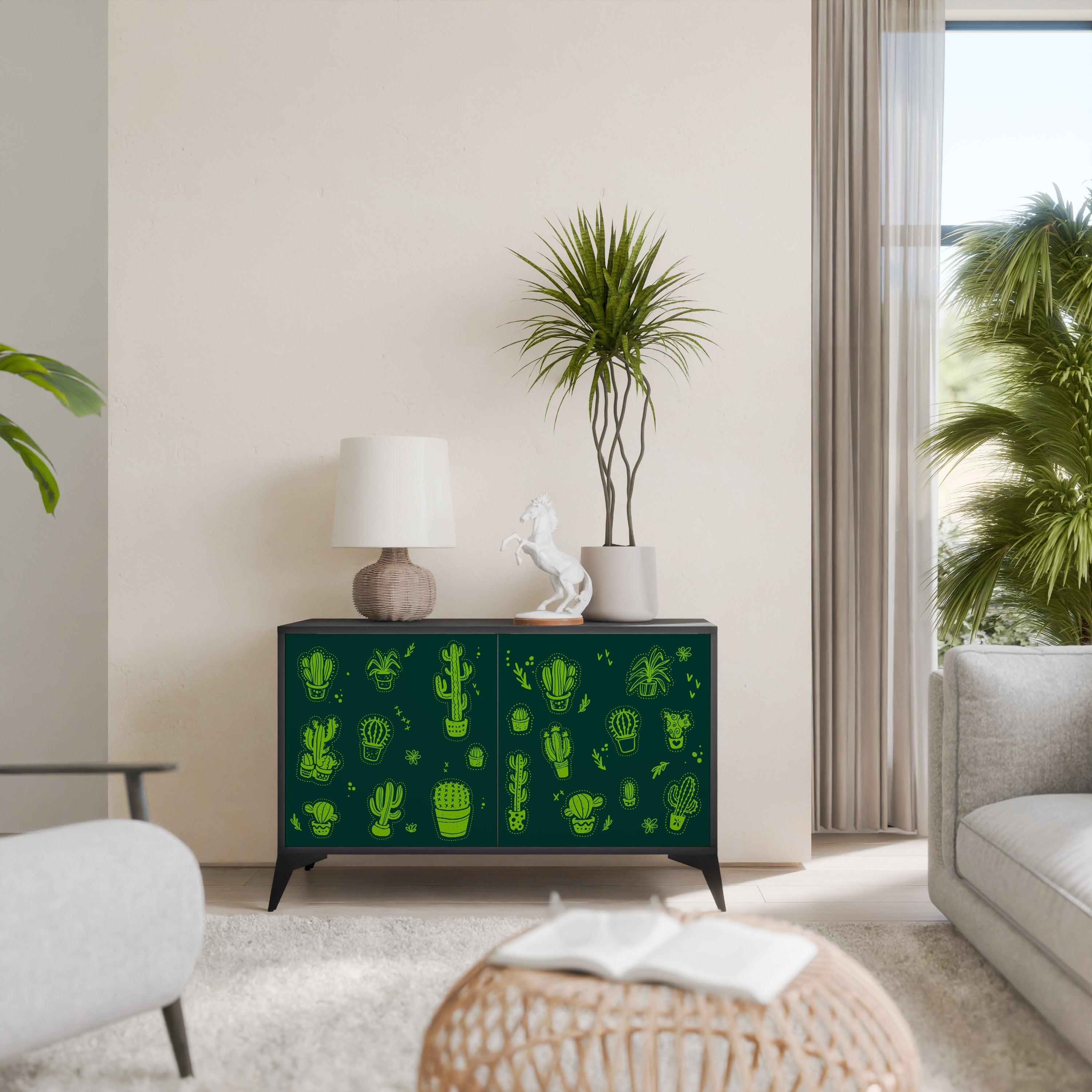 Μπουφές DESERT GREEN με 2 πόρτες σε μαύρο φινίρισμα