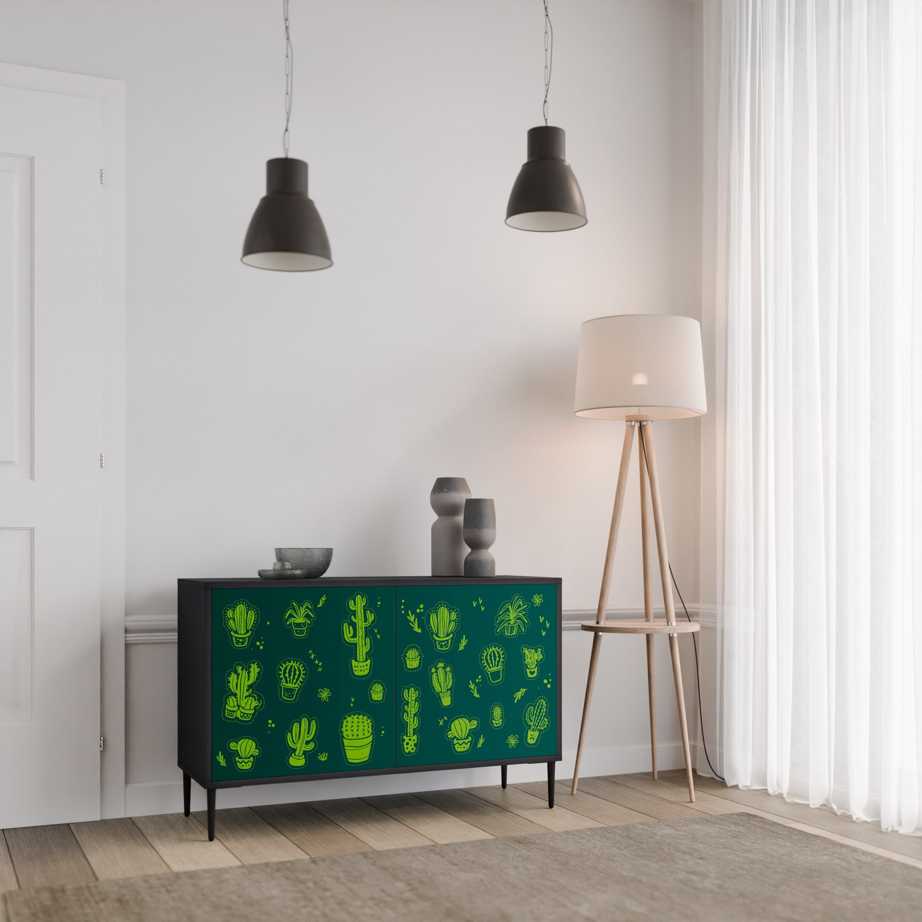 Μπουφές DESERT GREEN με 2 πόρτες σε μαύρο φινίρισμα