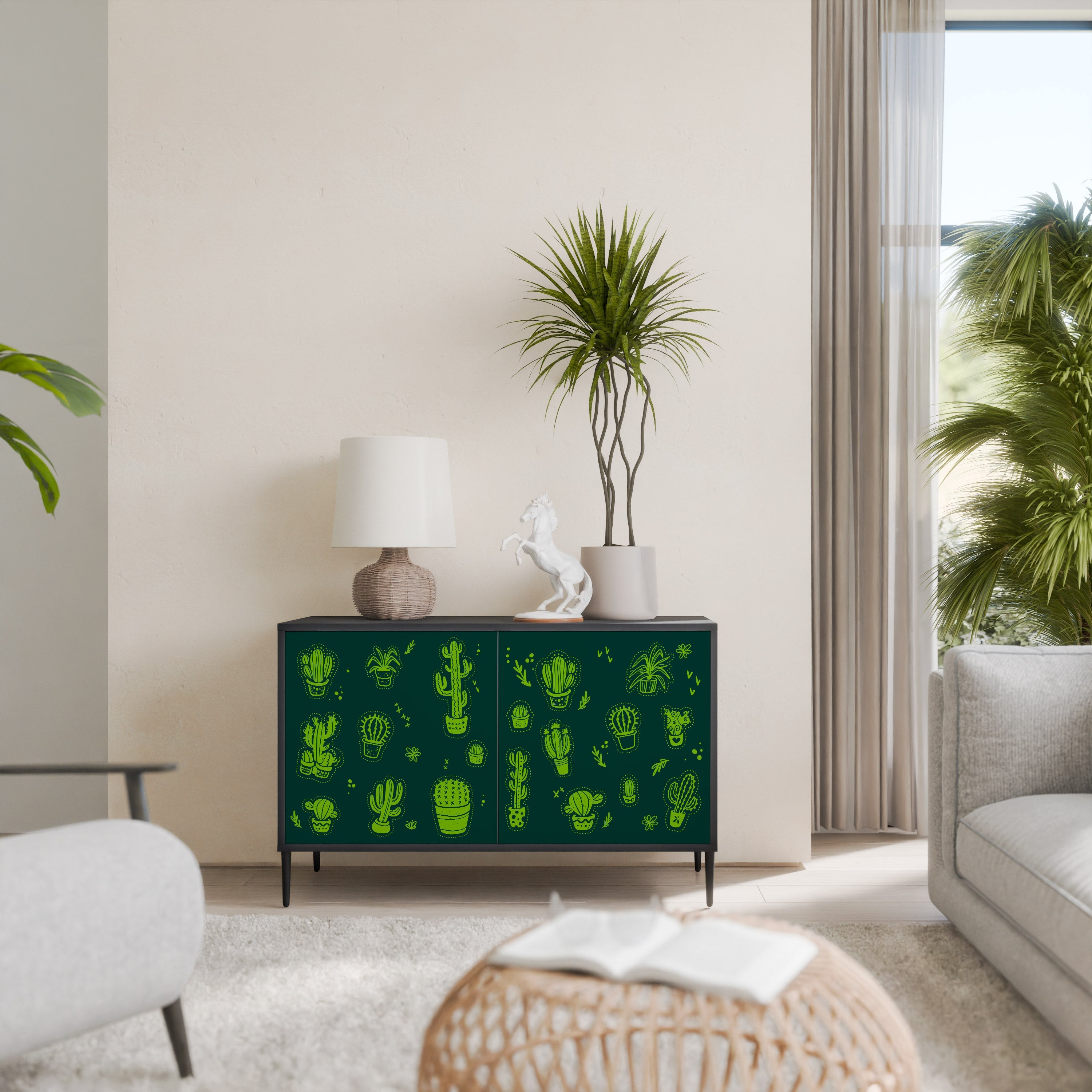 Μπουφές DESERT GREEN με 2 πόρτες σε μαύρο φινίρισμα