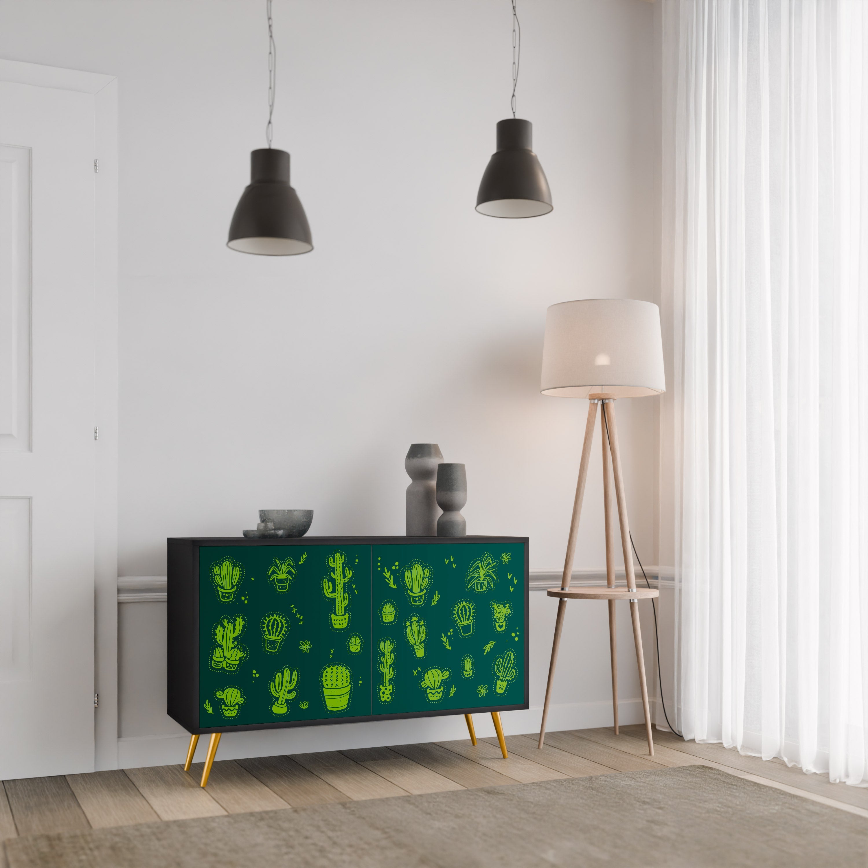 Μπουφές DESERT GREEN με 2 πόρτες σε μαύρο φινίρισμα