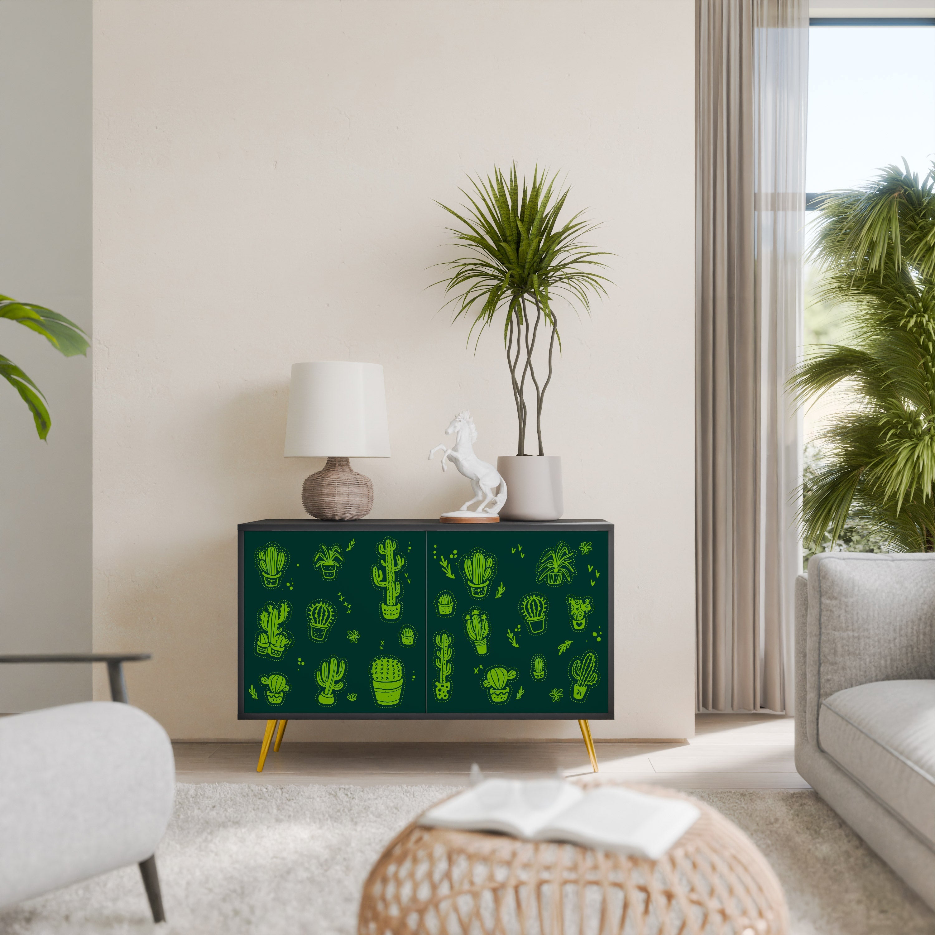 Μπουφές DESERT GREEN με 2 πόρτες σε μαύρο φινίρισμα