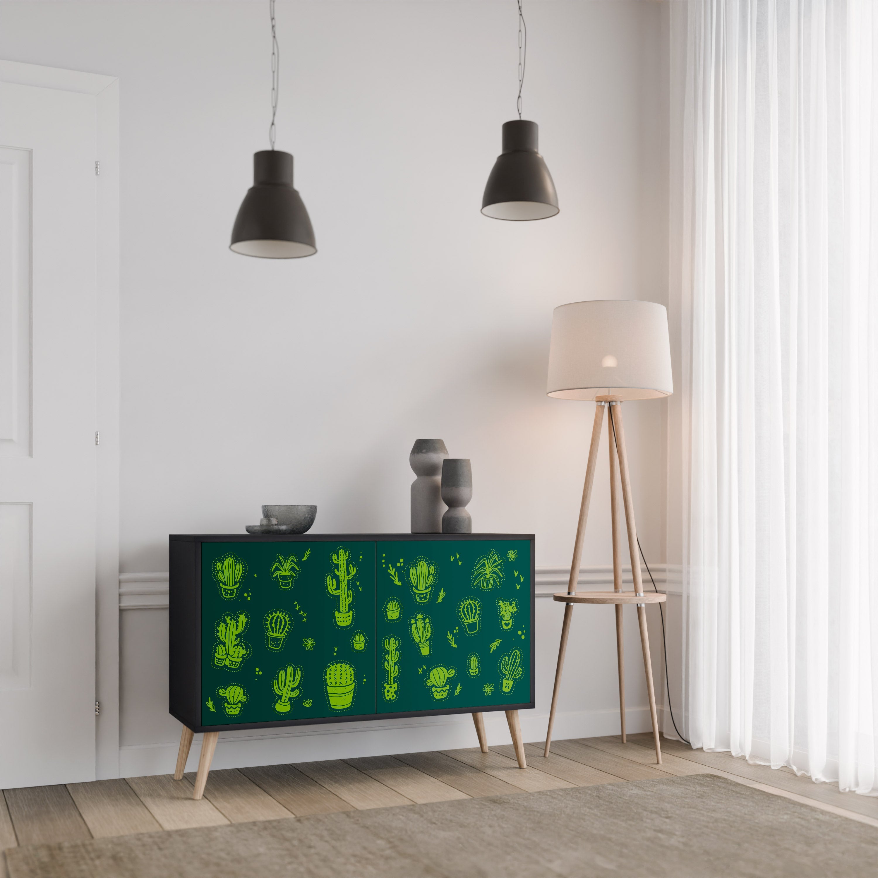 Μπουφές DESERT GREEN με 2 πόρτες σε μαύρο φινίρισμα