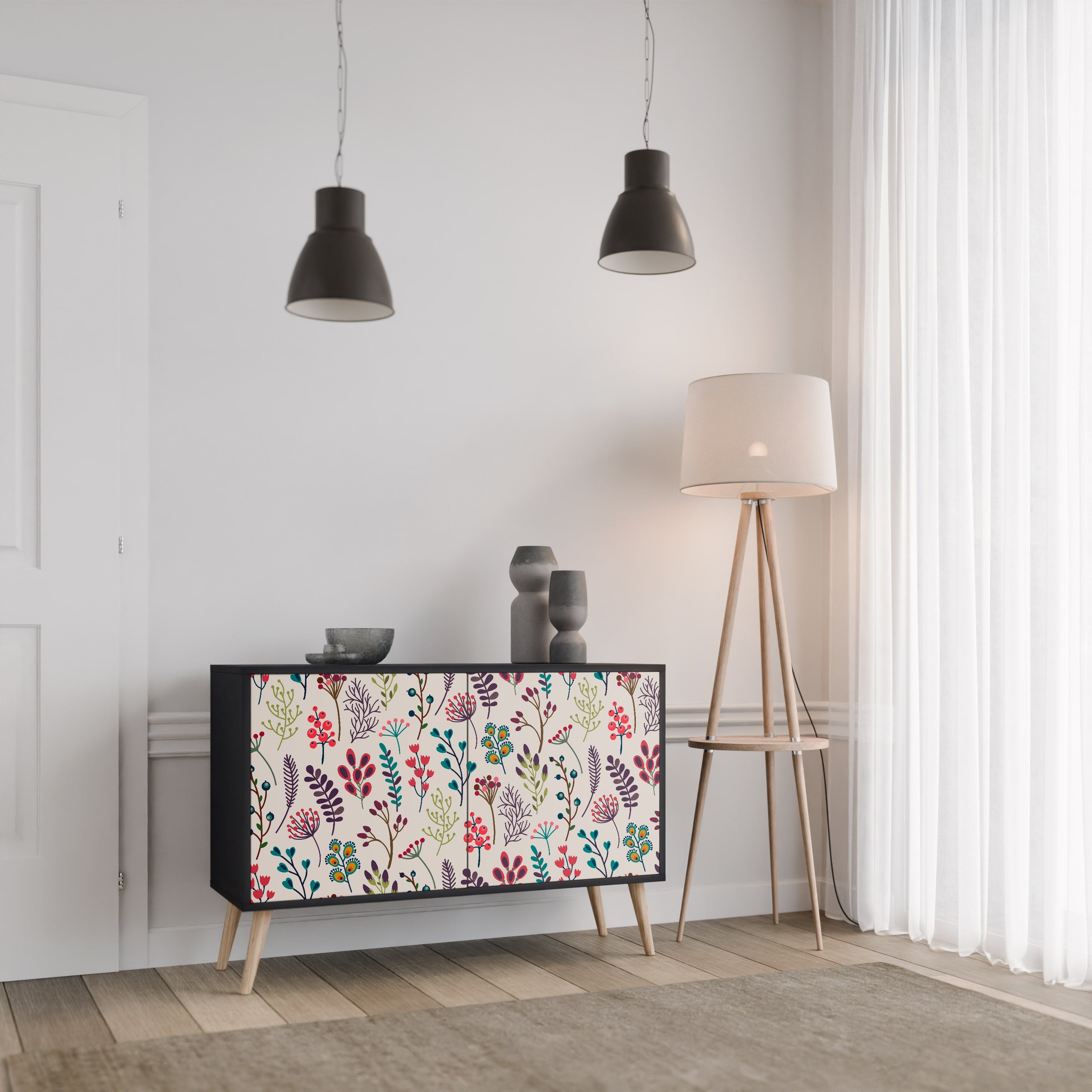 Μπουφές AUTUMN SUNDRIES με 2 πόρτες σε μαύρο φινίρισμα