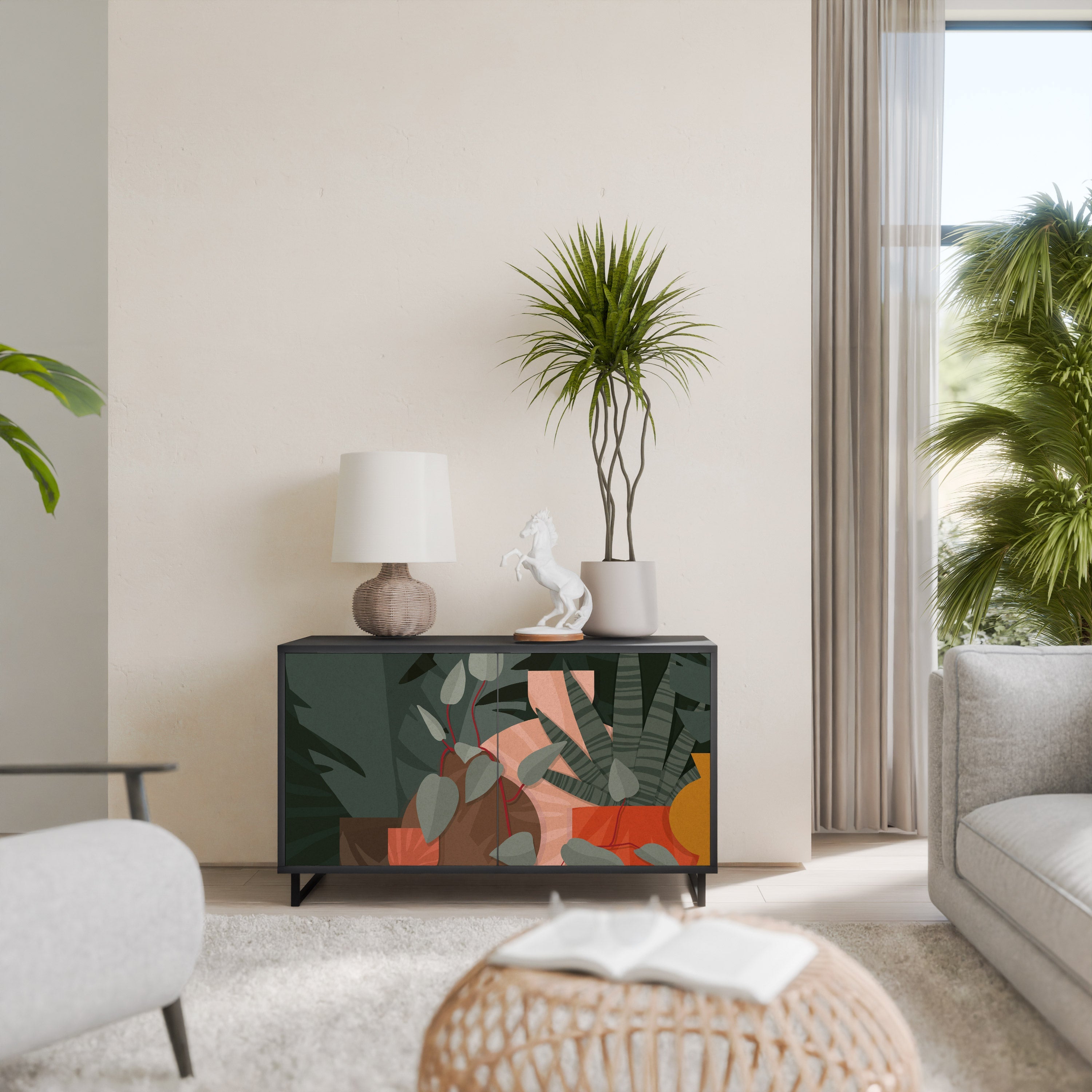 Μπουφές TROPICAL COMPOSITION με 2 πόρτες σε μαύρο φινίρισμα