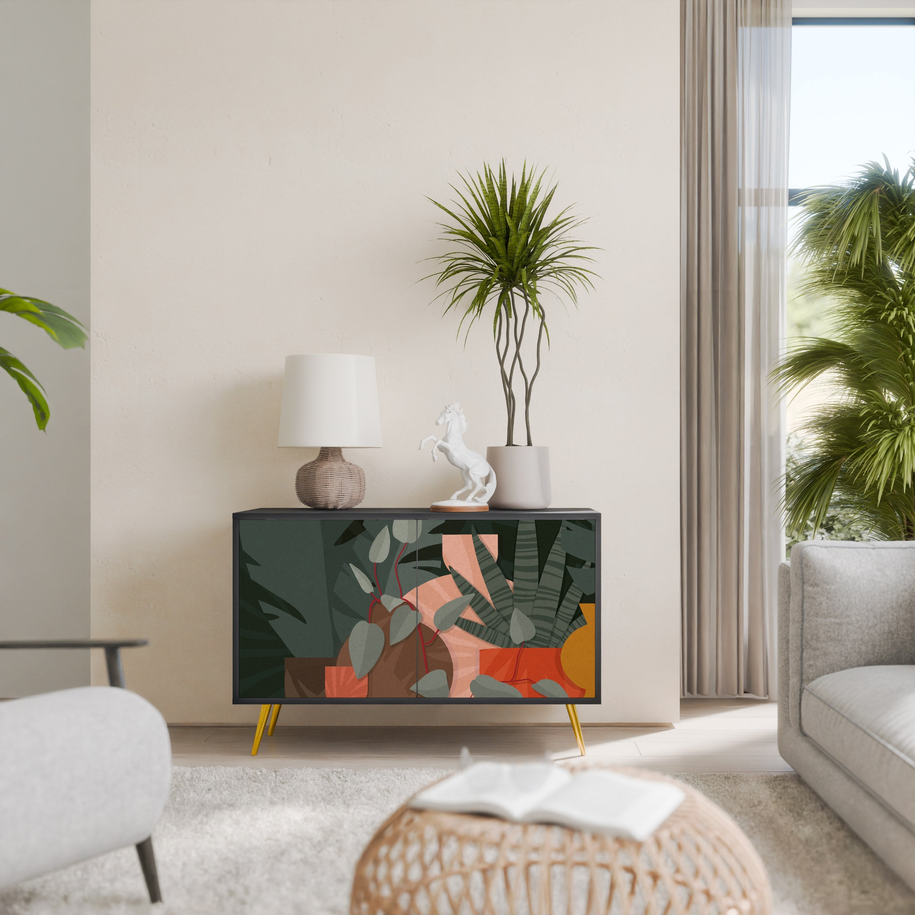 Μπουφές TROPICAL COMPOSITION με 2 πόρτες σε μαύρο φινίρισμα