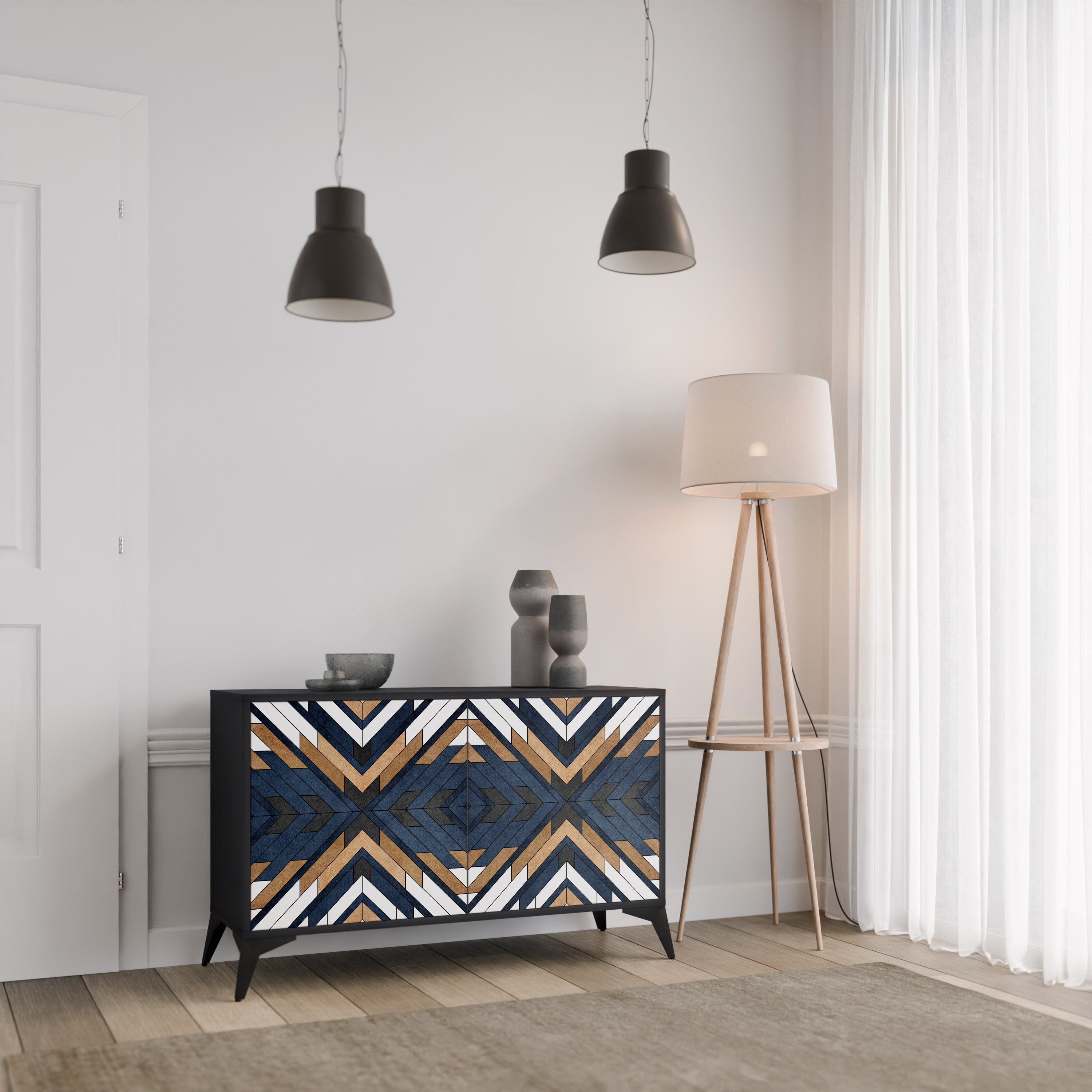 Μπουφές ARTFUL GEOMETRIA με 2 πόρτες σε μαύρο φινίρισμα