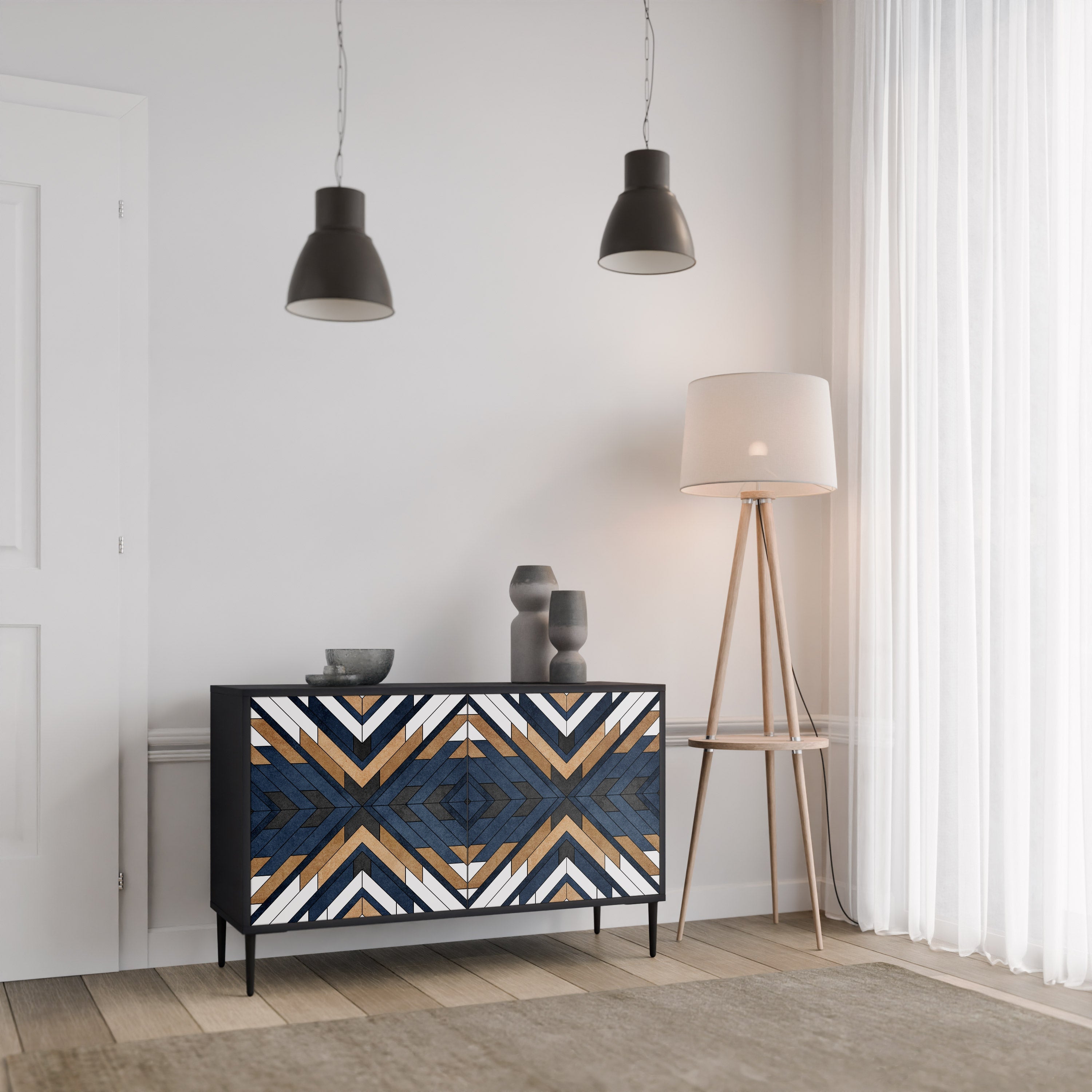 Μπουφές ARTFUL GEOMETRIA με 2 πόρτες σε μαύρο φινίρισμα