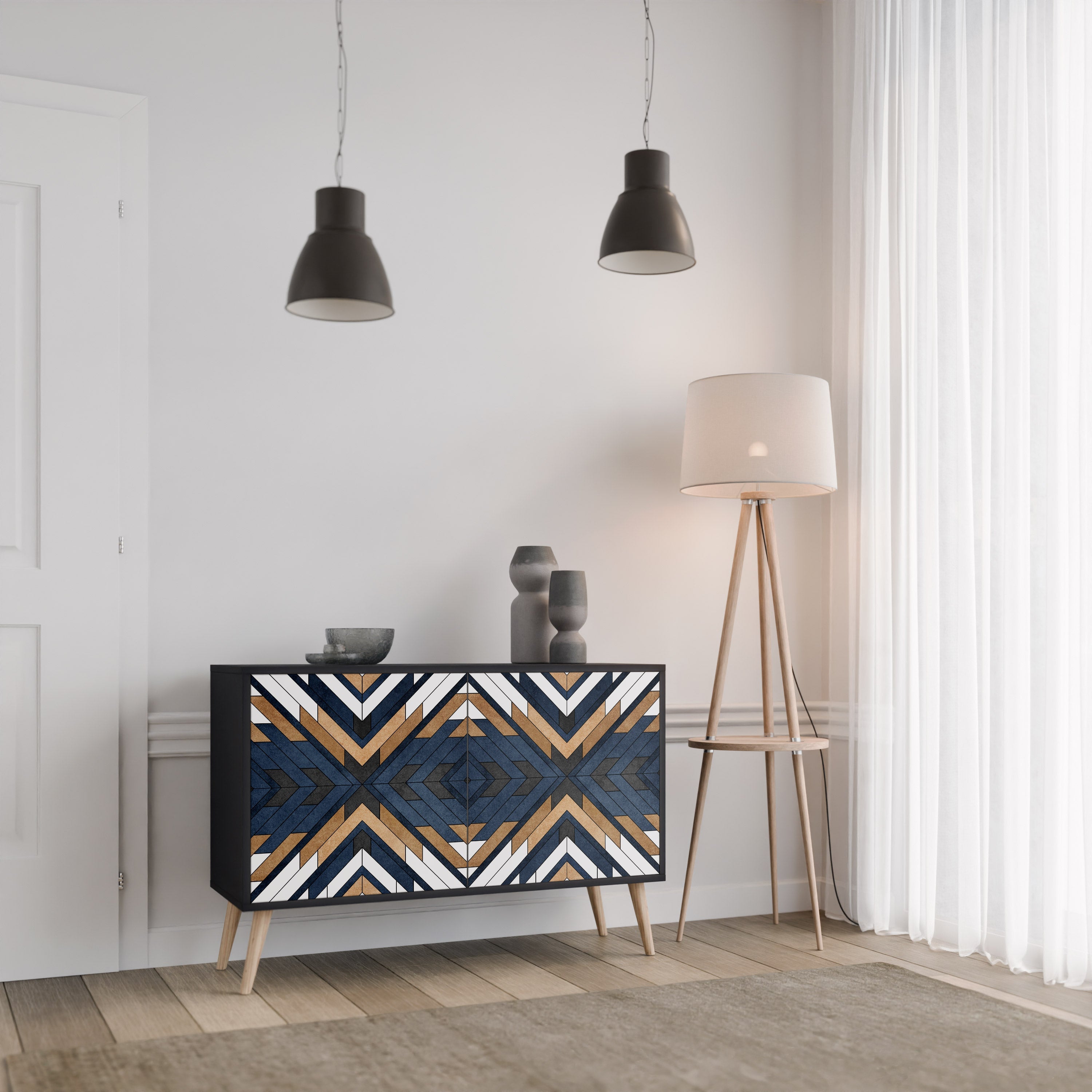 Μπουφές ARTFUL GEOMETRIA με 2 πόρτες σε μαύρο φινίρισμα