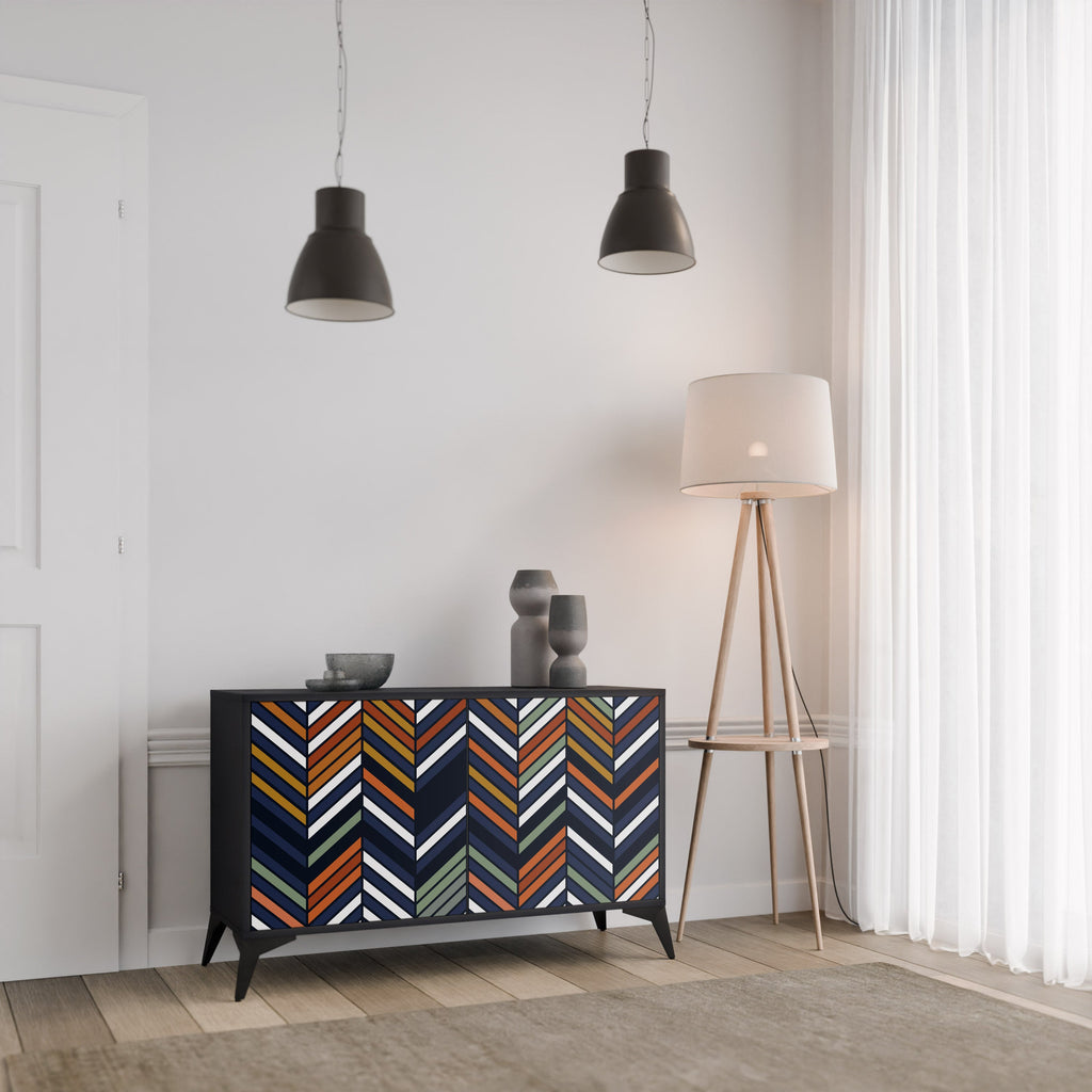 Μπουφές VIBRANT PATCHWORK με 2 πόρτες σε μαύρο φινίρισμα