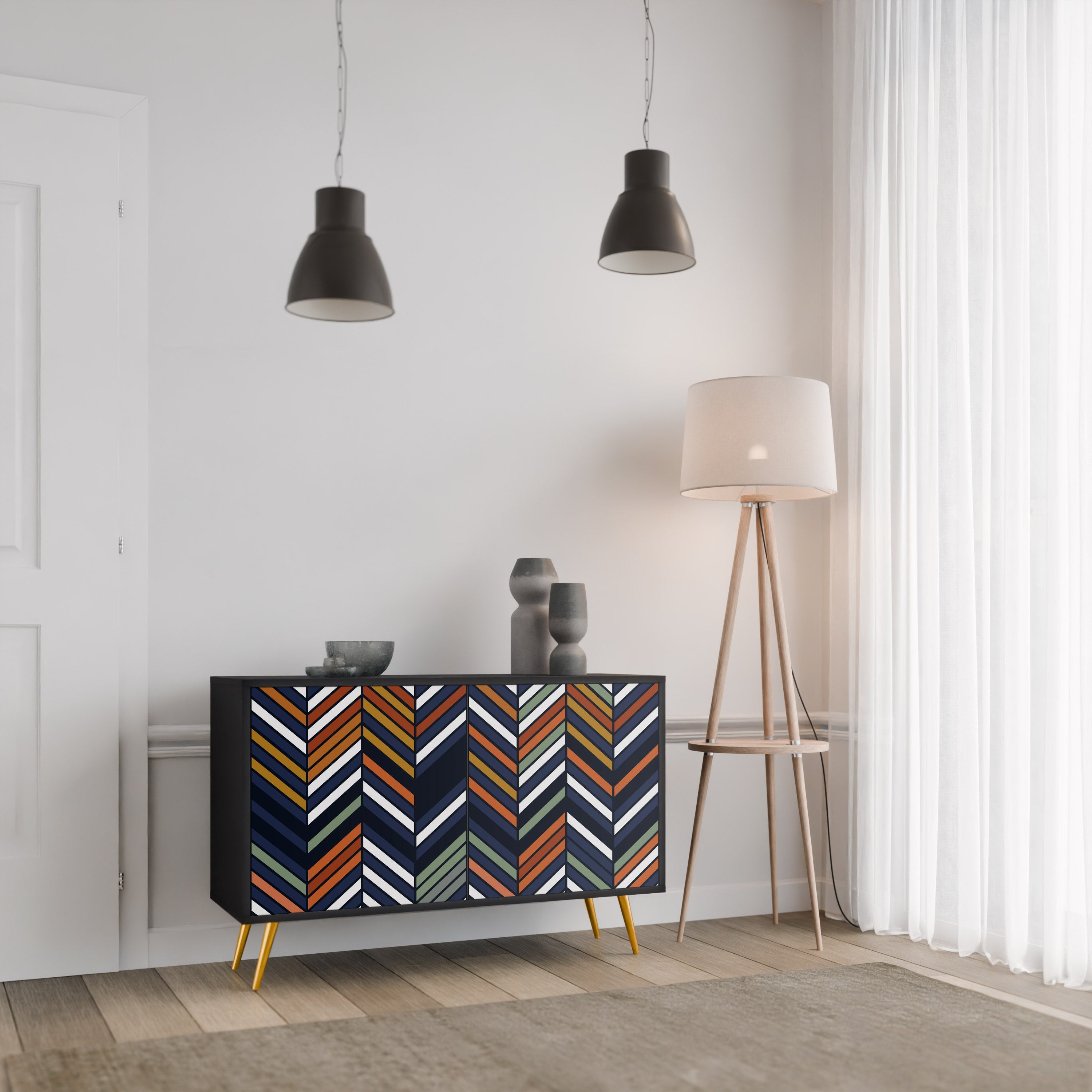 Μπουφές VIBRANT PATCHWORK με 2 πόρτες σε μαύρο φινίρισμα