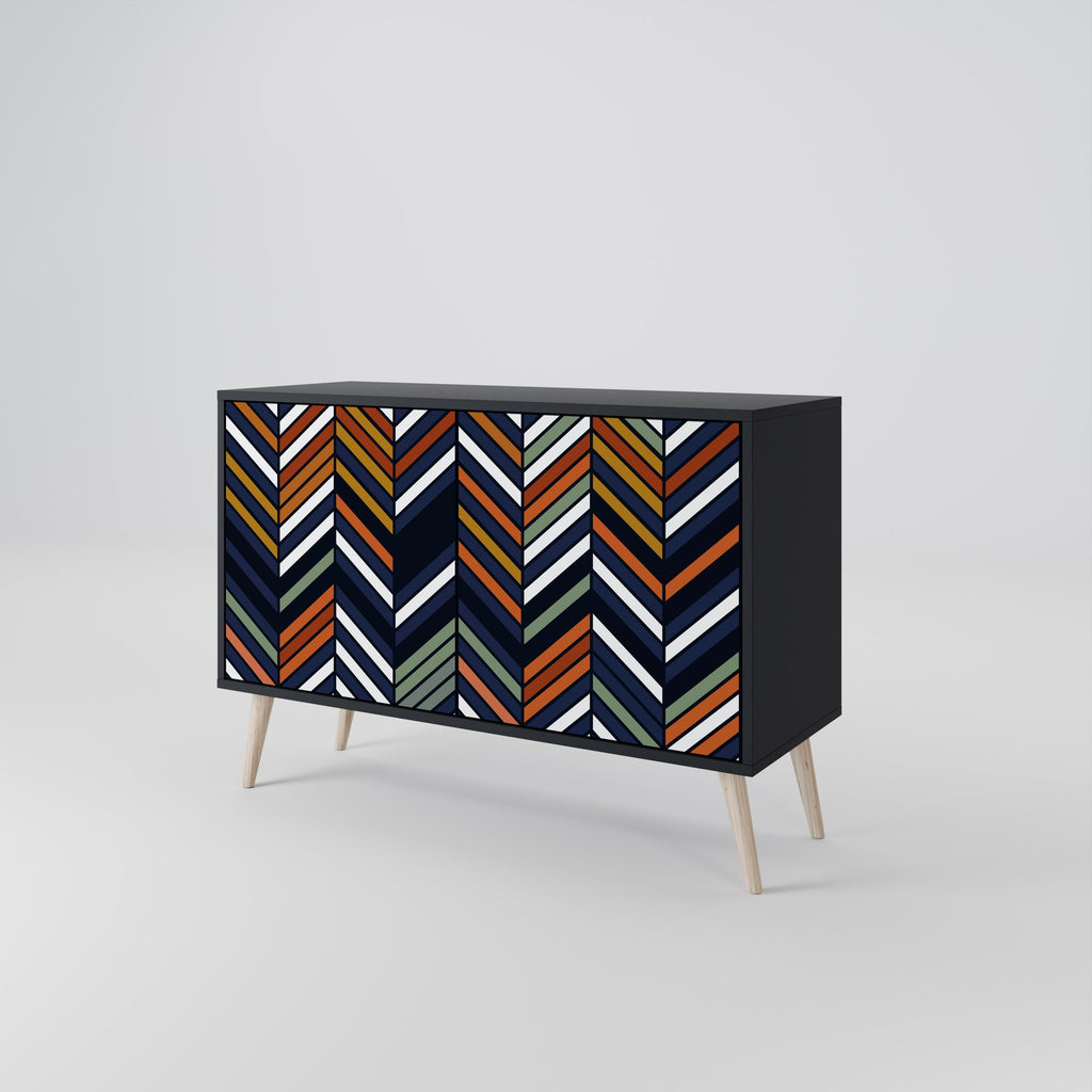Μπουφές VIBRANT PATCHWORK με 2 πόρτες σε μαύρο φινίρισμα