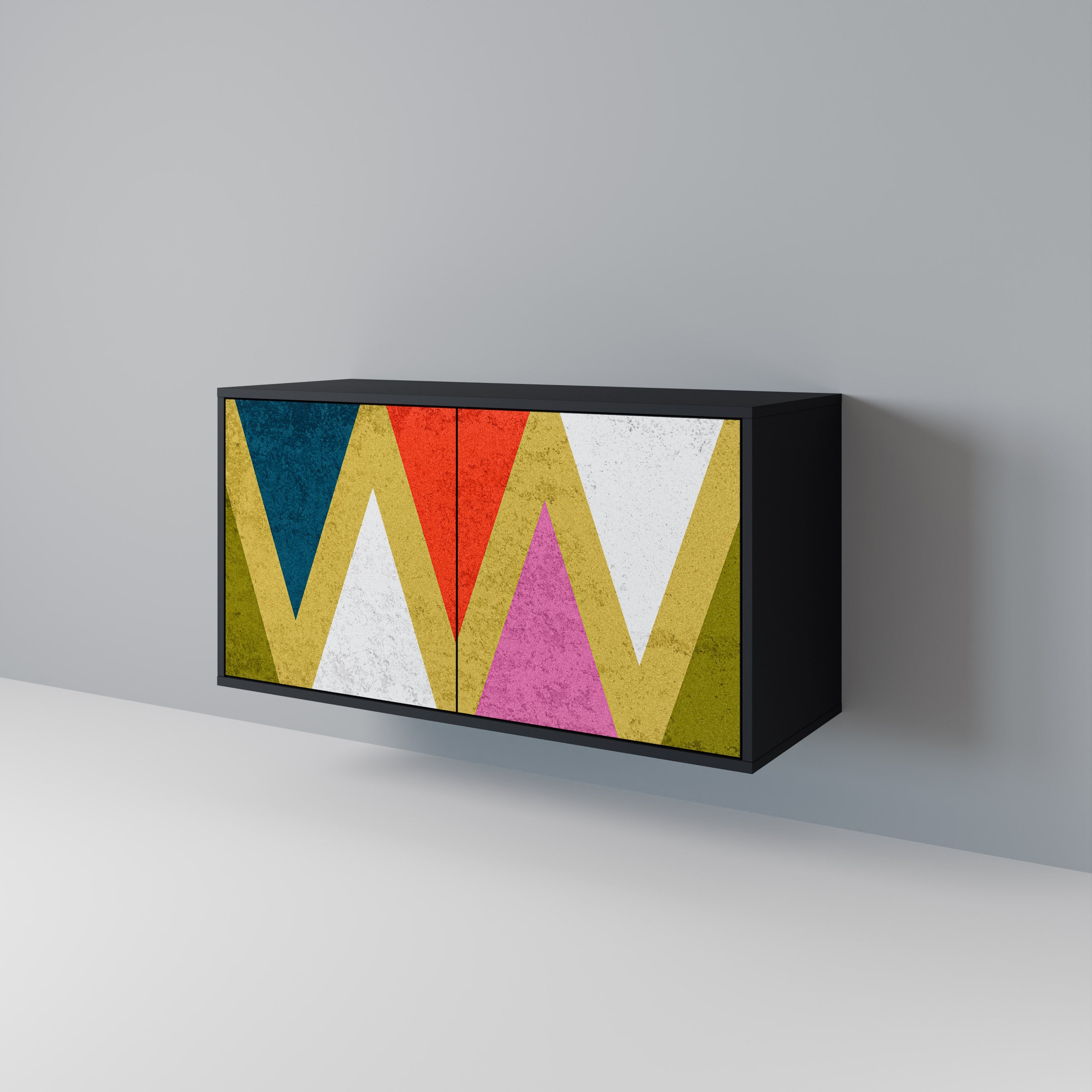 Μπουφές 2 θυρών COLORFUL TRIANGLES σε μαύρο φινίρισμα