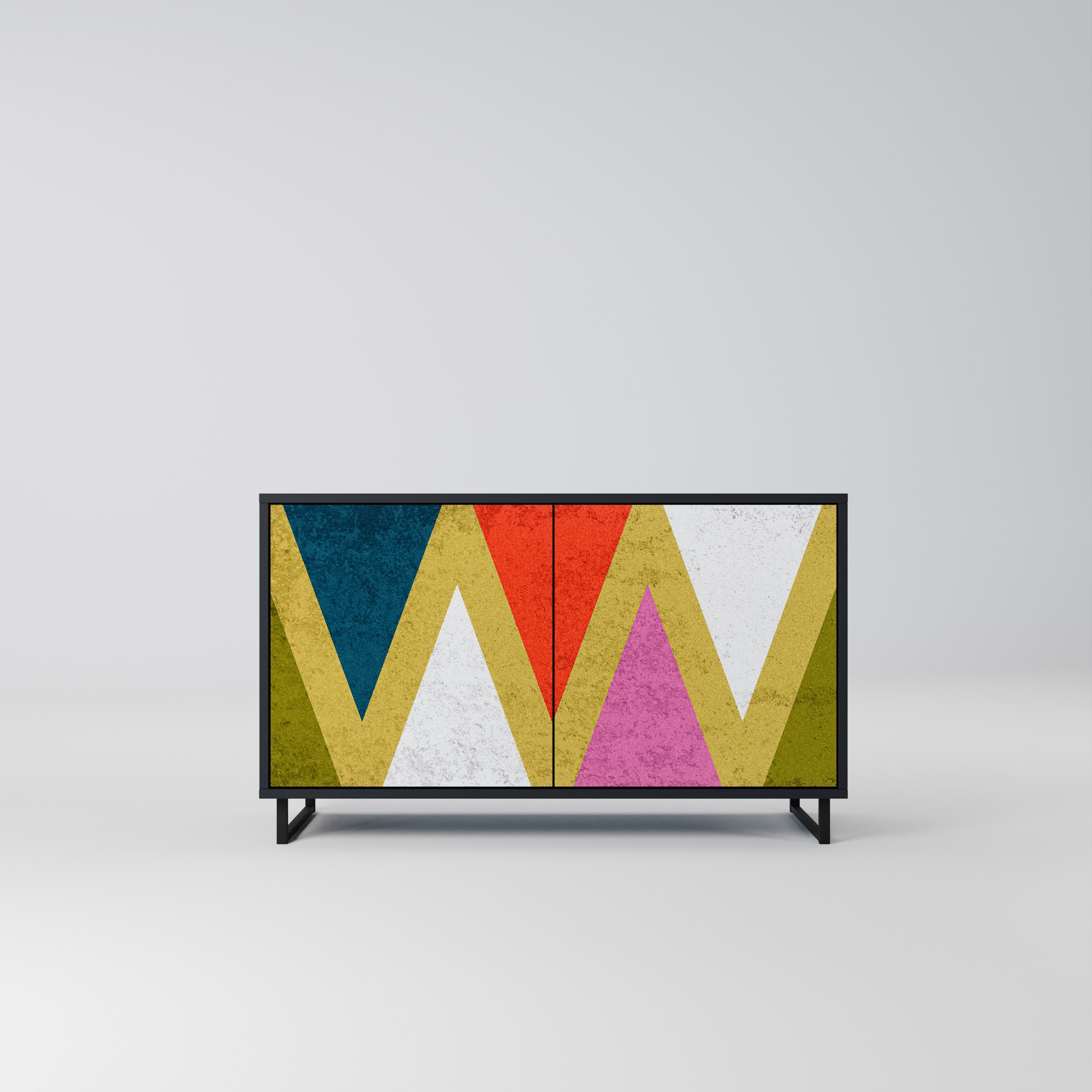 Μπουφές 2 θυρών COLORFUL TRIANGLES σε μαύρο φινίρισμα