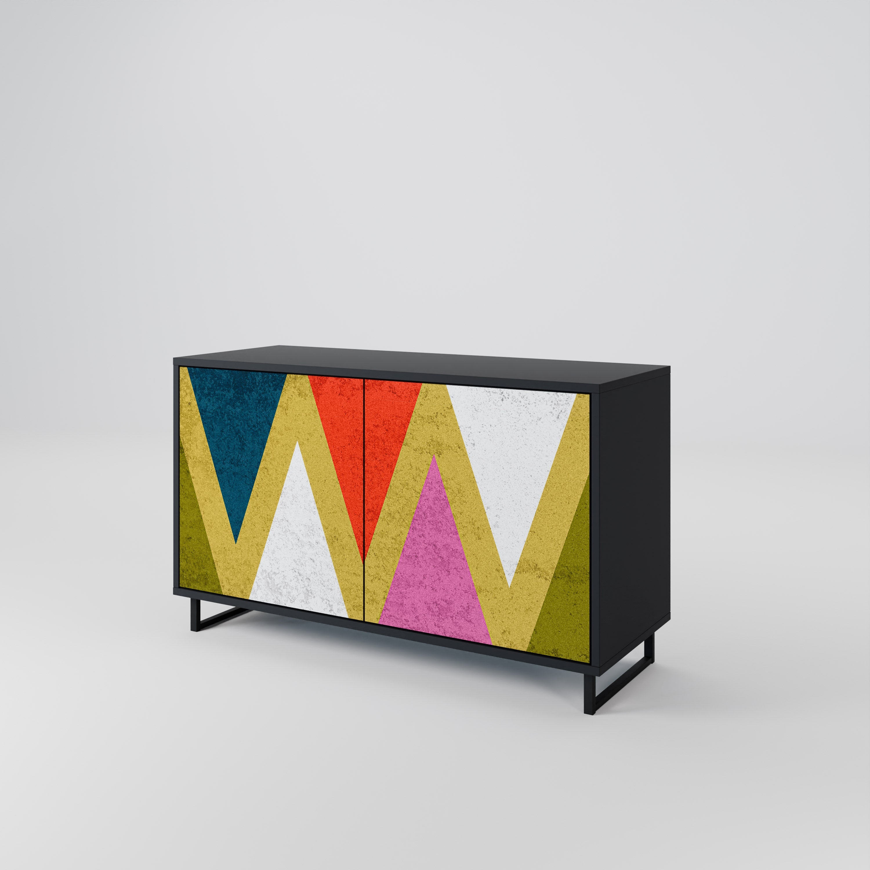 Μπουφές 2 θυρών COLORFUL TRIANGLES σε μαύρο φινίρισμα