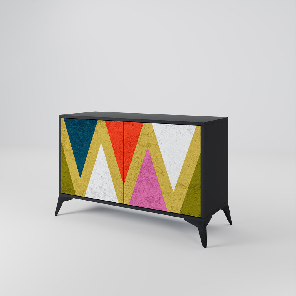 Μπουφές 2 θυρών COLORFUL TRIANGLES σε μαύρο φινίρισμα