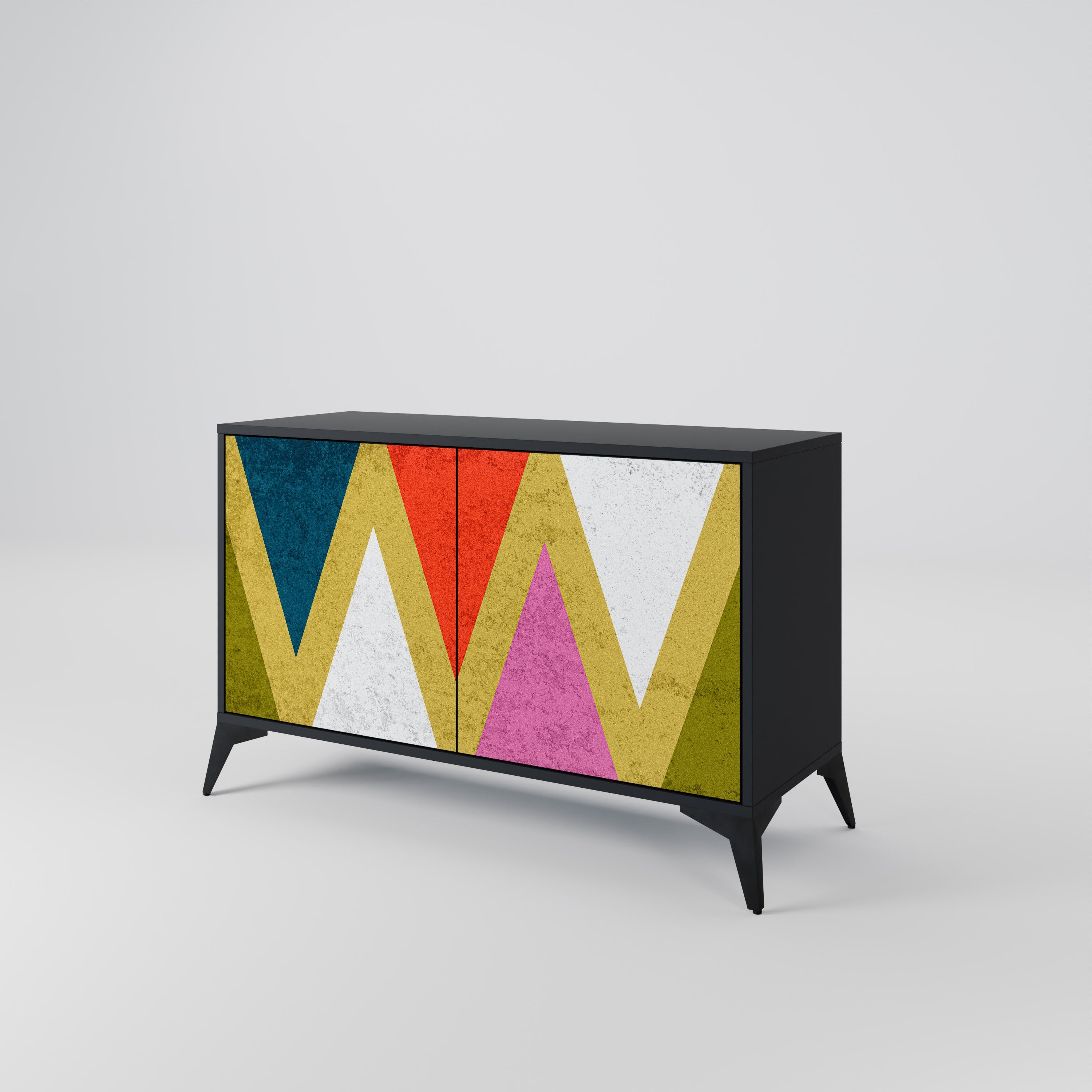 Μπουφές 2 θυρών COLORFUL TRIANGLES σε μαύρο φινίρισμα
