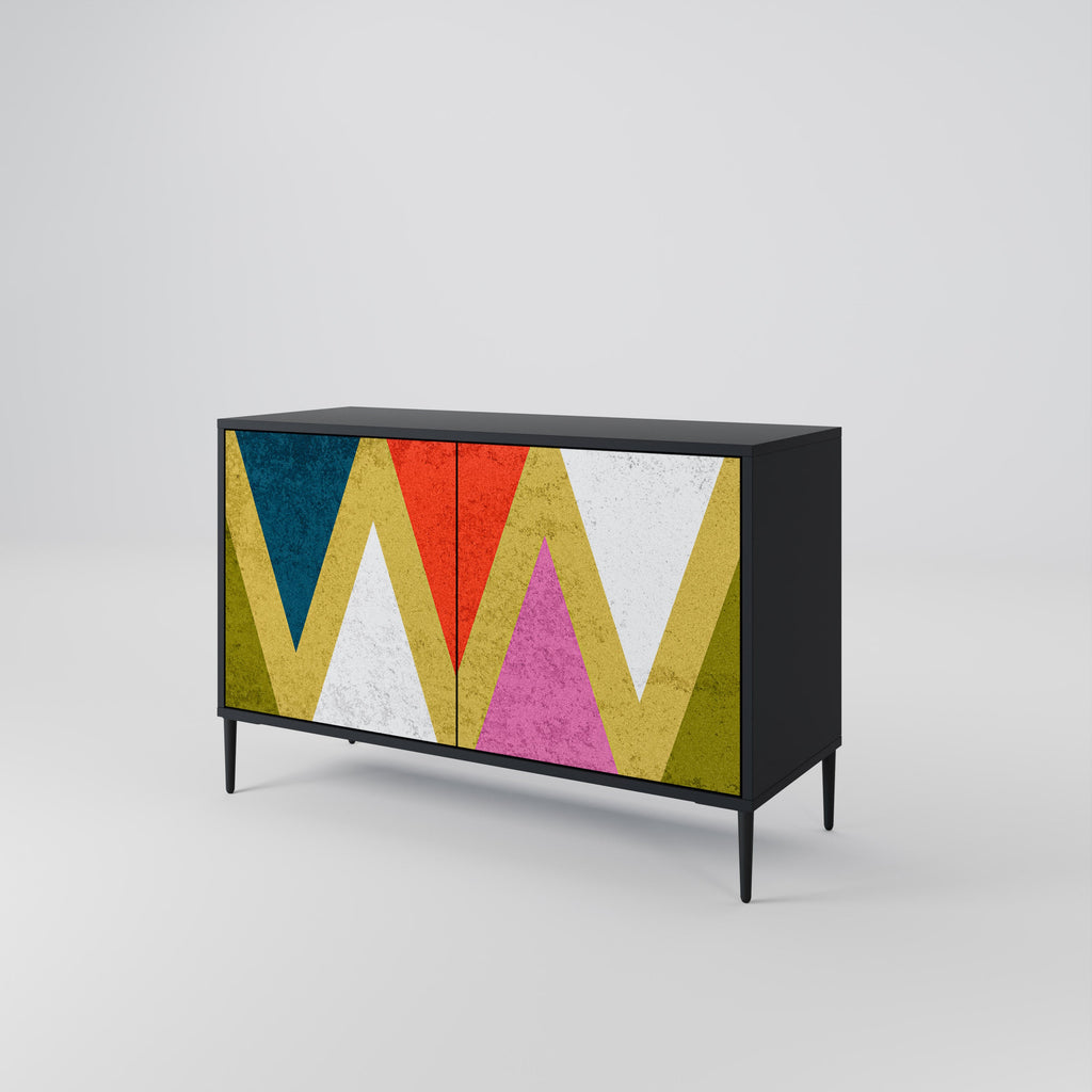 Μπουφές 2 θυρών COLORFUL TRIANGLES σε μαύρο φινίρισμα