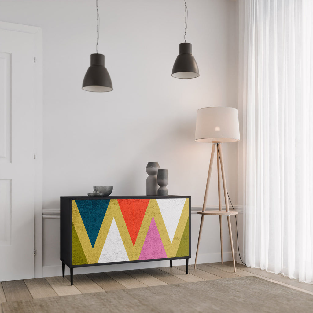 Μπουφές 2 θυρών COLORFUL TRIANGLES σε μαύρο φινίρισμα