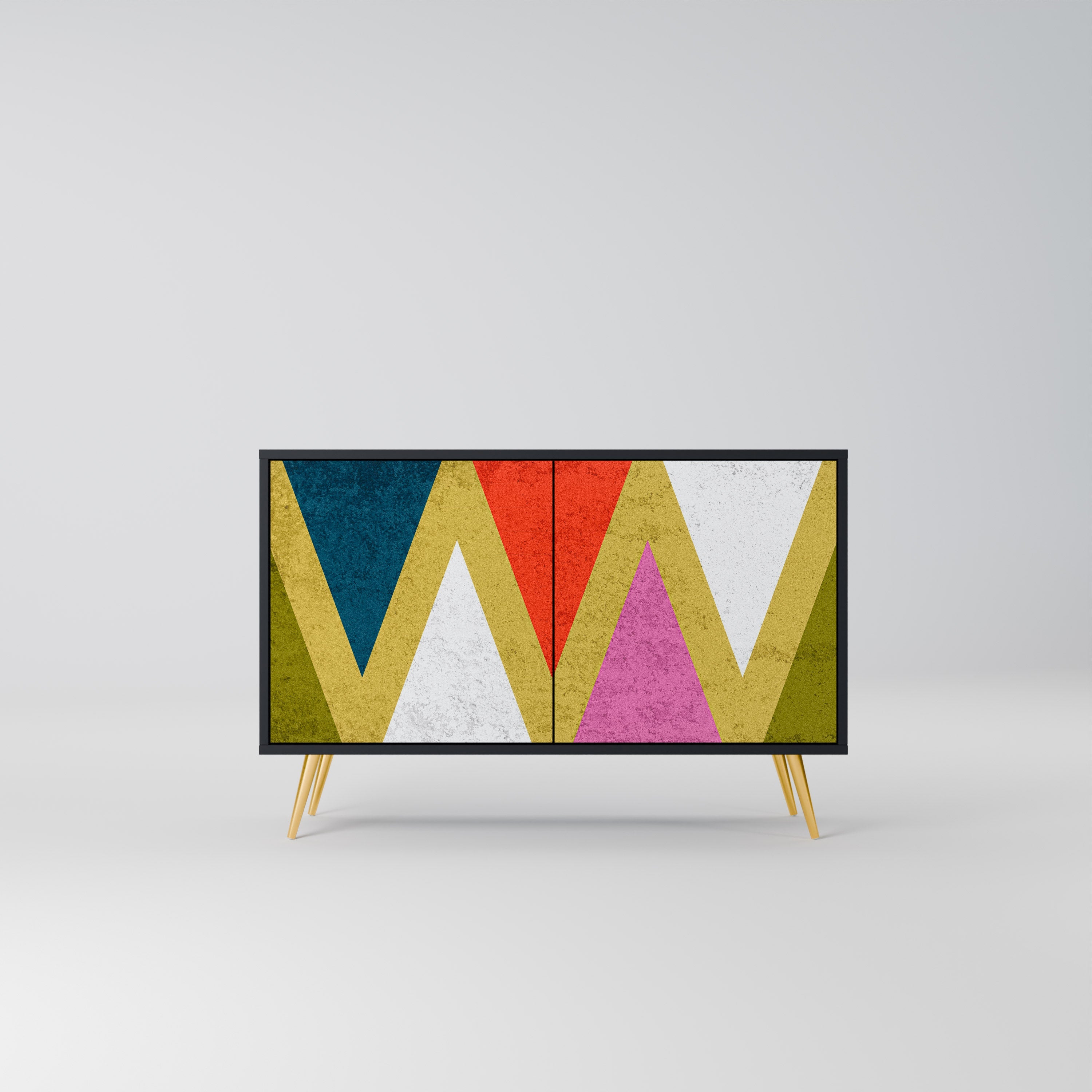 Μπουφές 2 θυρών COLORFUL TRIANGLES σε μαύρο φινίρισμα