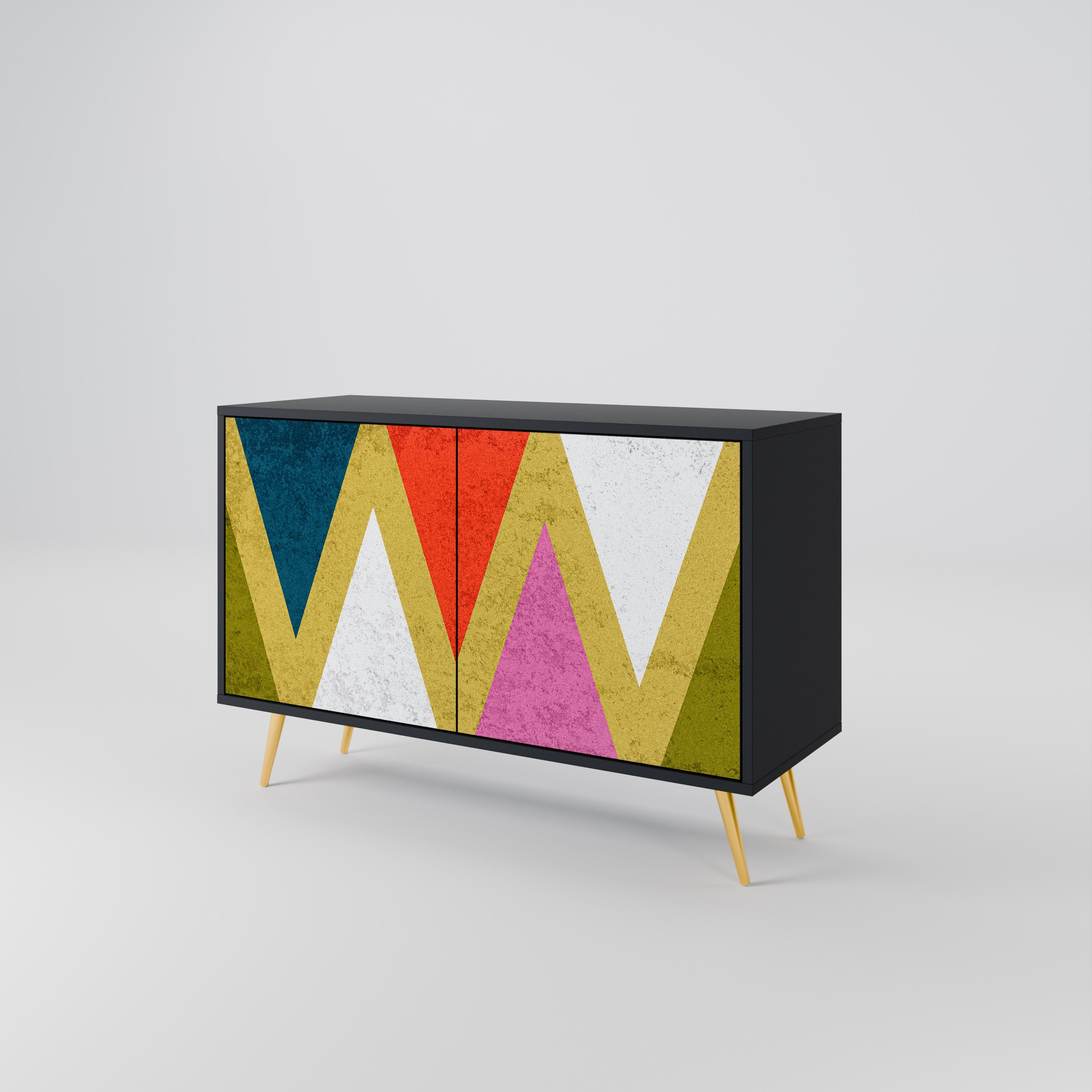 Μπουφές 2 θυρών COLORFUL TRIANGLES σε μαύρο φινίρισμα
