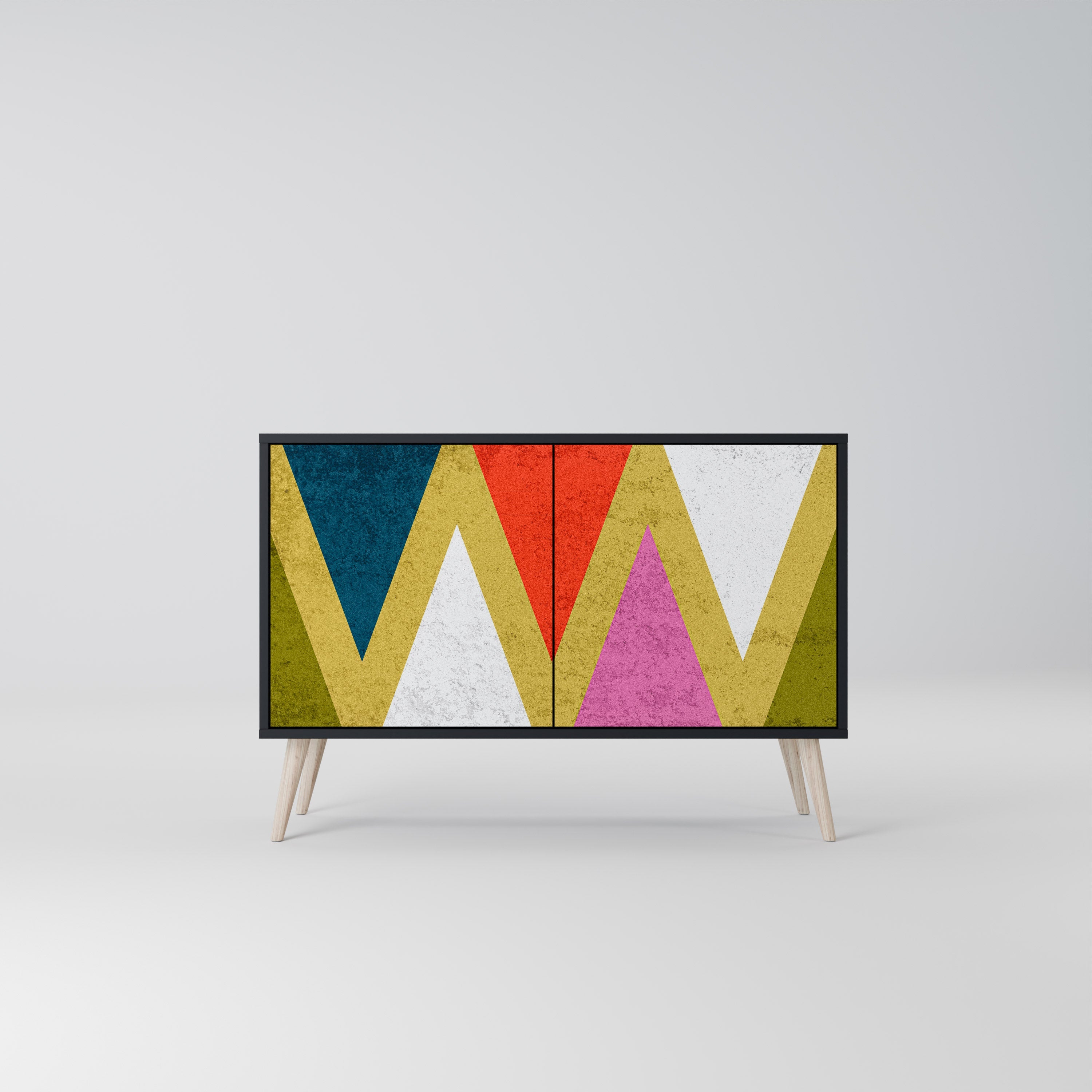 Μπουφές 2 θυρών COLORFUL TRIANGLES σε μαύρο φινίρισμα