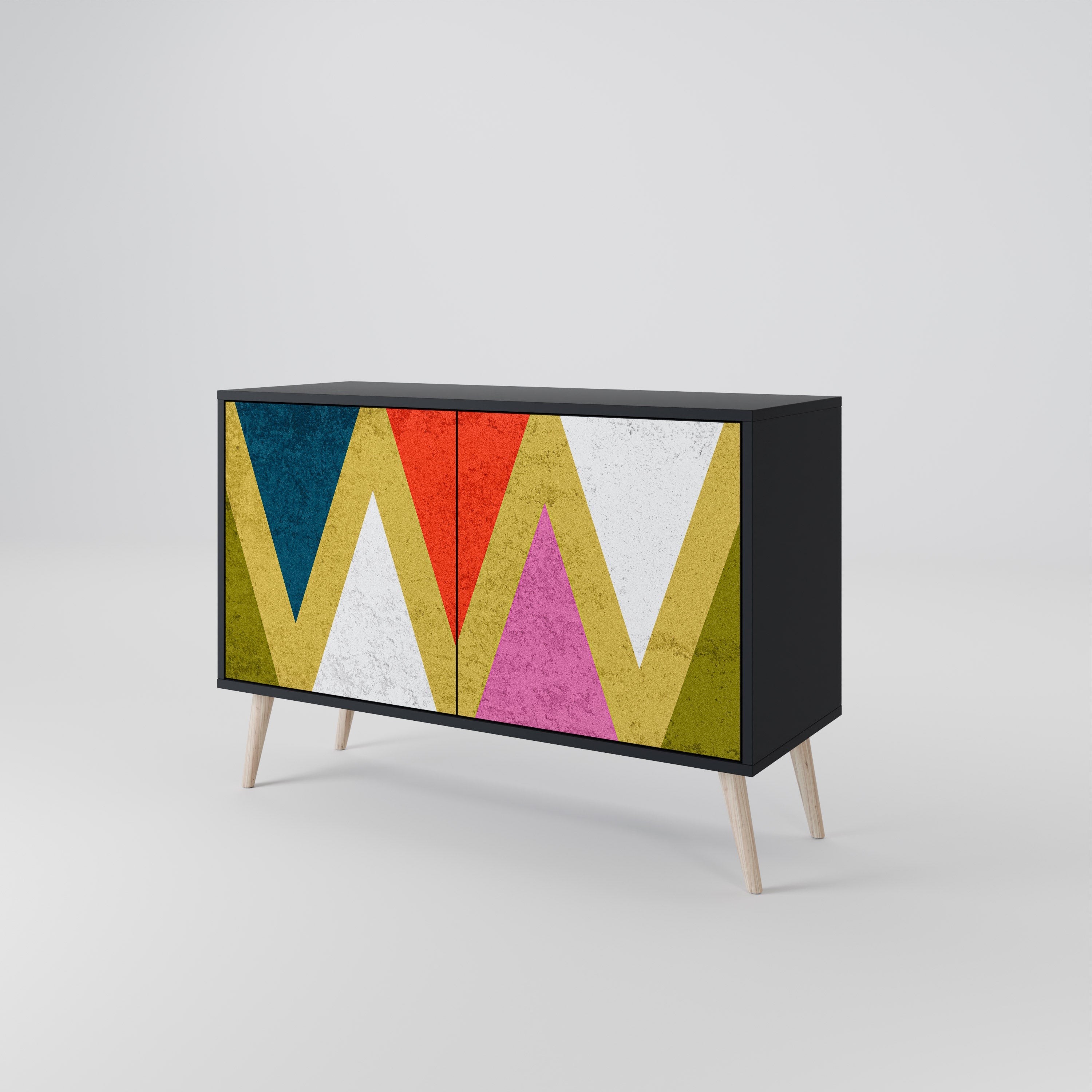 Μπουφές 2 θυρών COLORFUL TRIANGLES σε μαύρο φινίρισμα