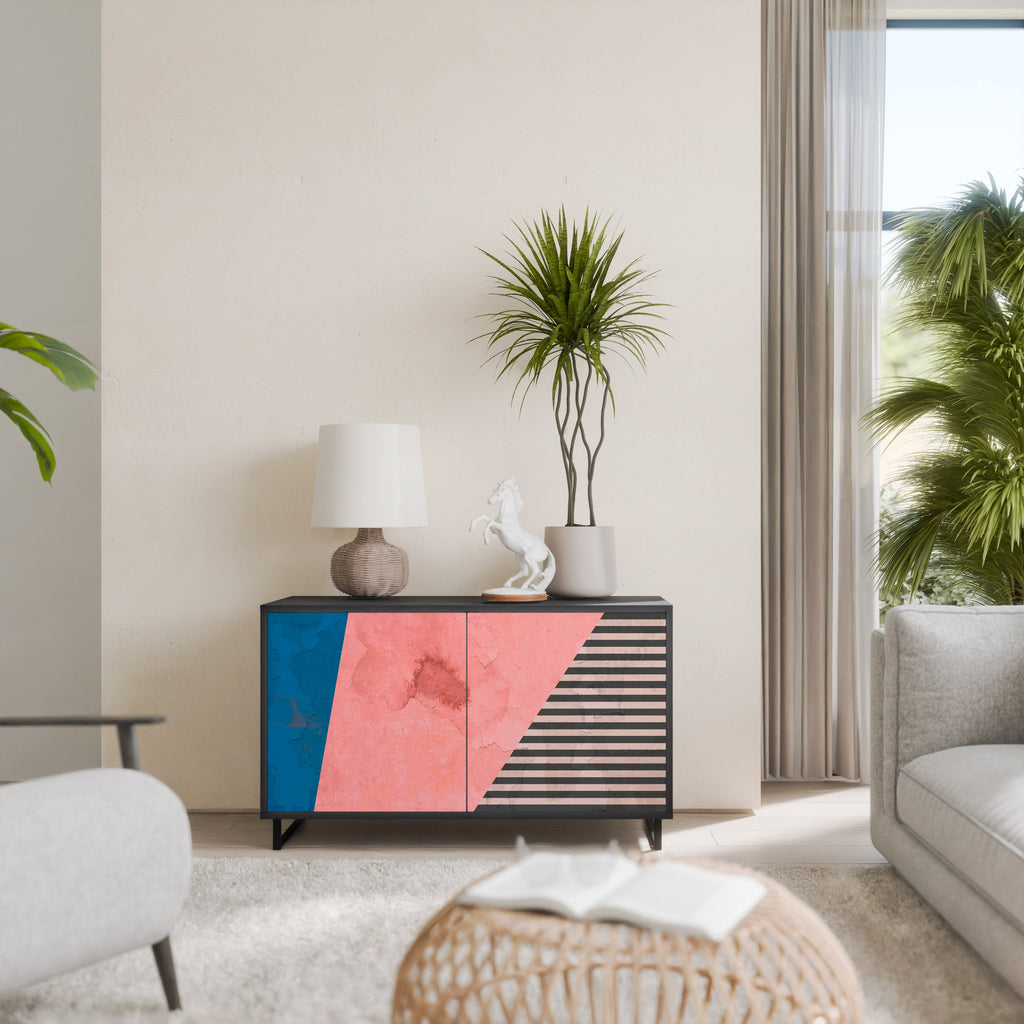 Μπουφές GLAMOROUS STRIPE με 2 πόρτες σε μαύρο φινίρισμα