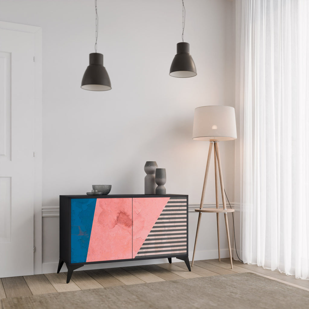 Μπουφές GLAMOROUS STRIPE με 2 πόρτες σε μαύρο φινίρισμα