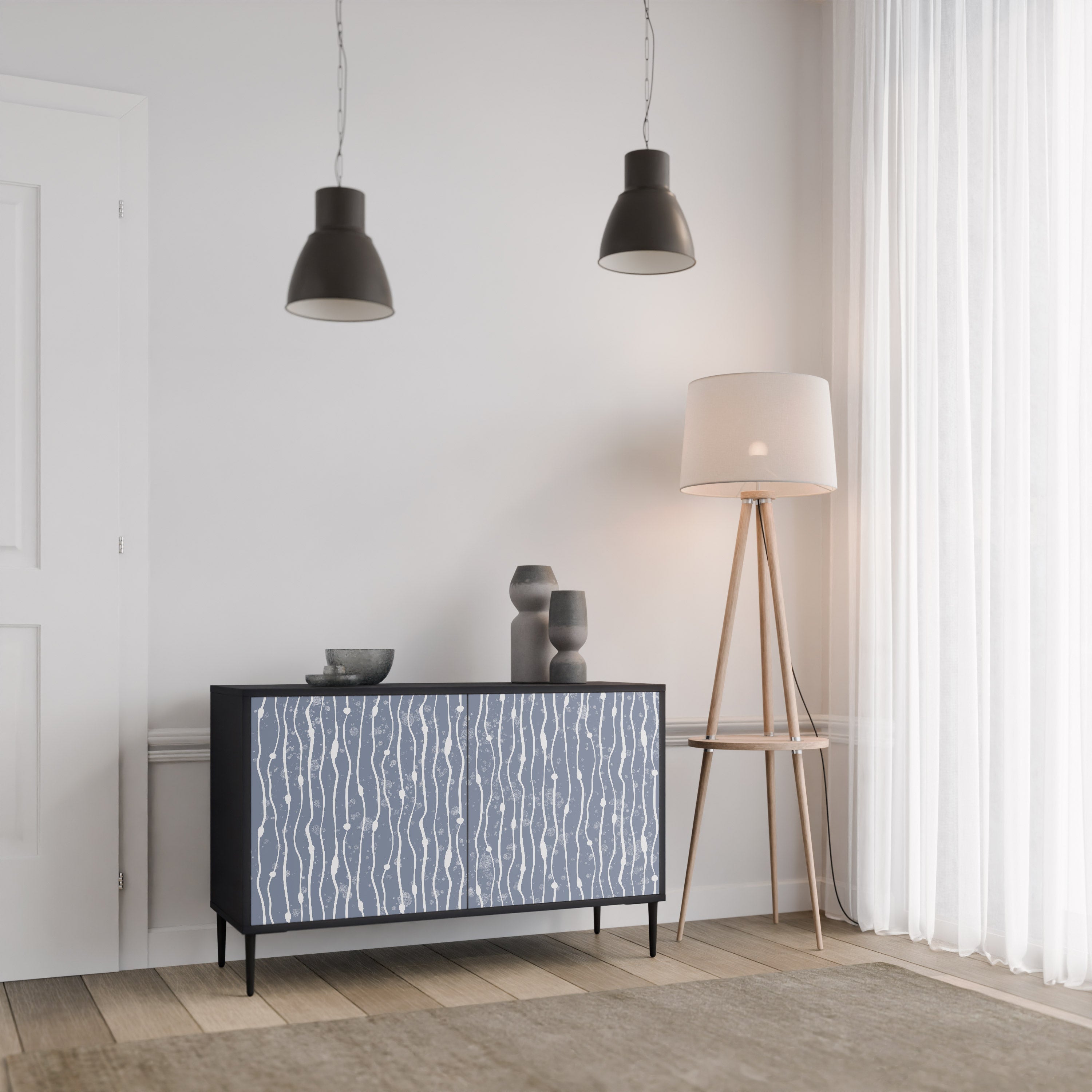 Μπουφές 2 θυρών GRAPHITE RAIN σε μαύρο φινίρισμα