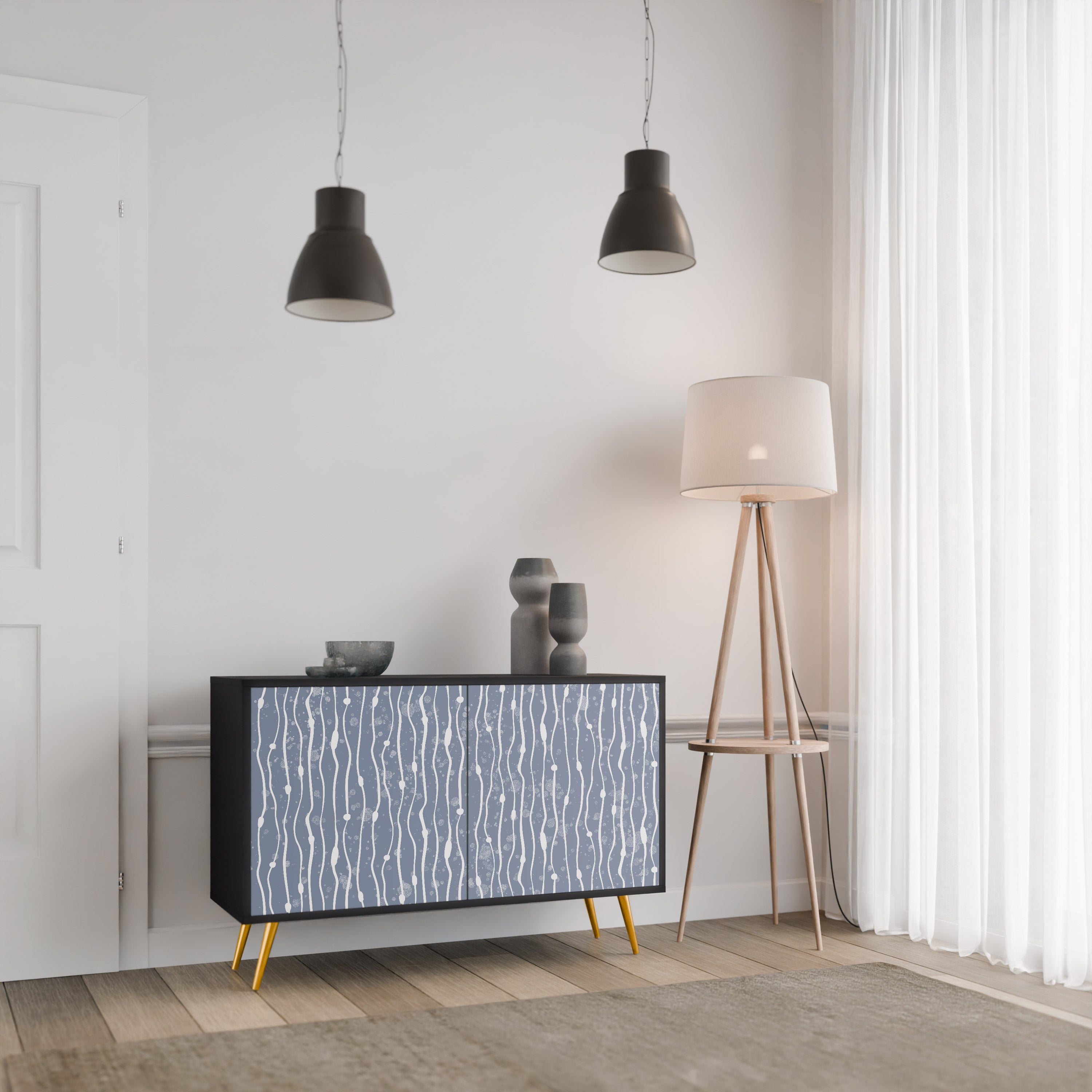 Μπουφές 2 θυρών GRAPHITE RAIN σε μαύρο φινίρισμα