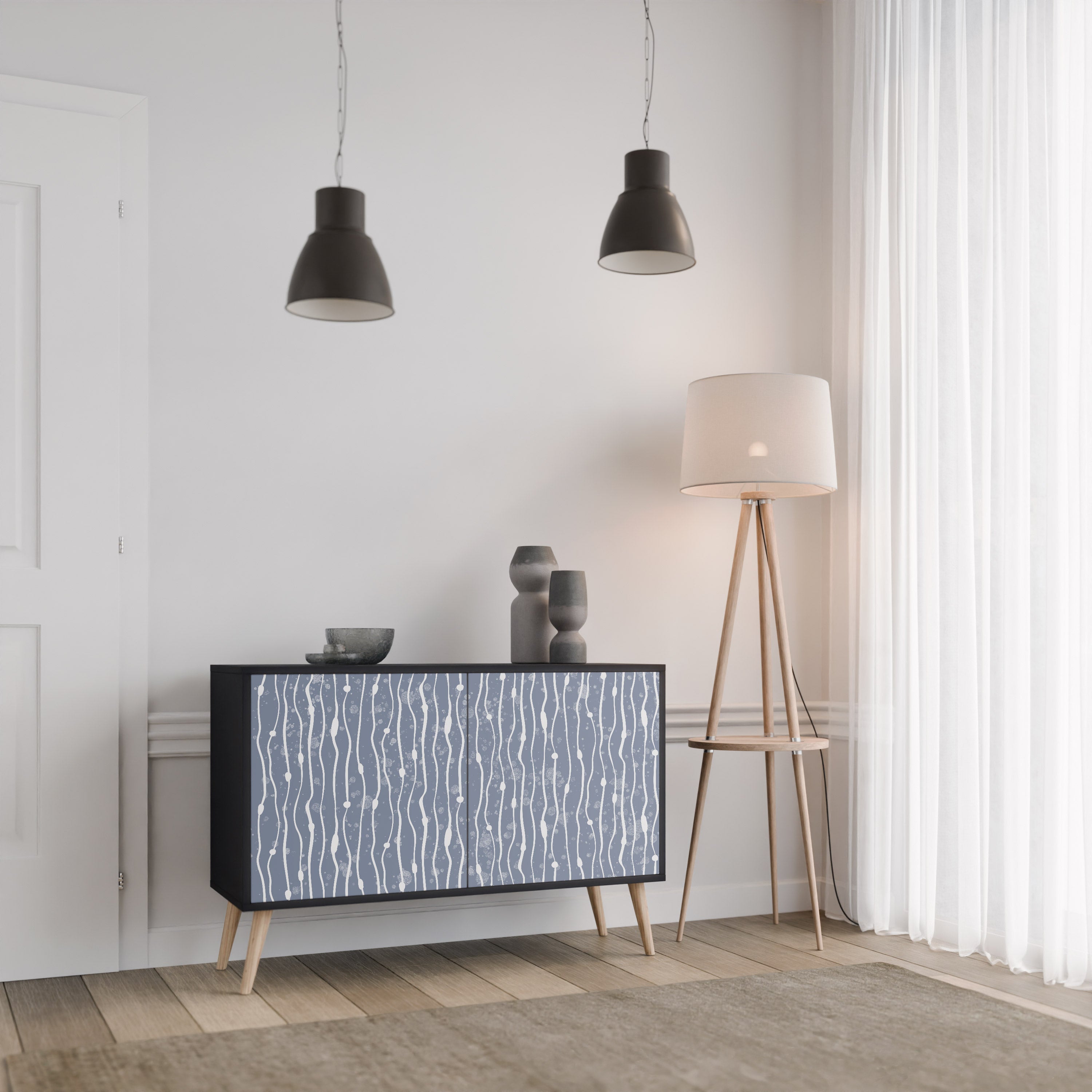 Μπουφές 2 θυρών GRAPHITE RAIN σε μαύρο φινίρισμα