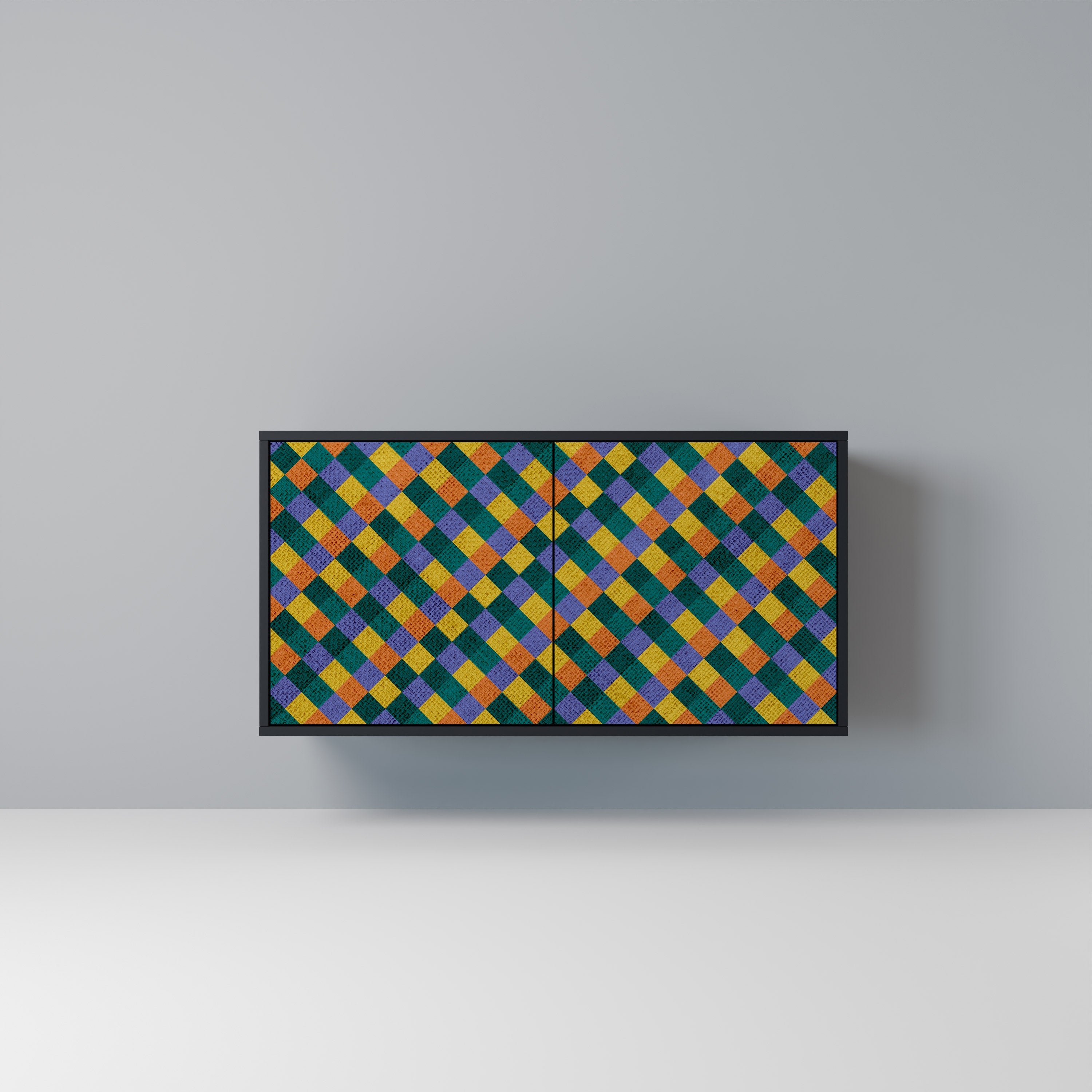 Μπουφές 2 θυρών PAINTED SQUARES MIX σε μαύρο φινίρισμα