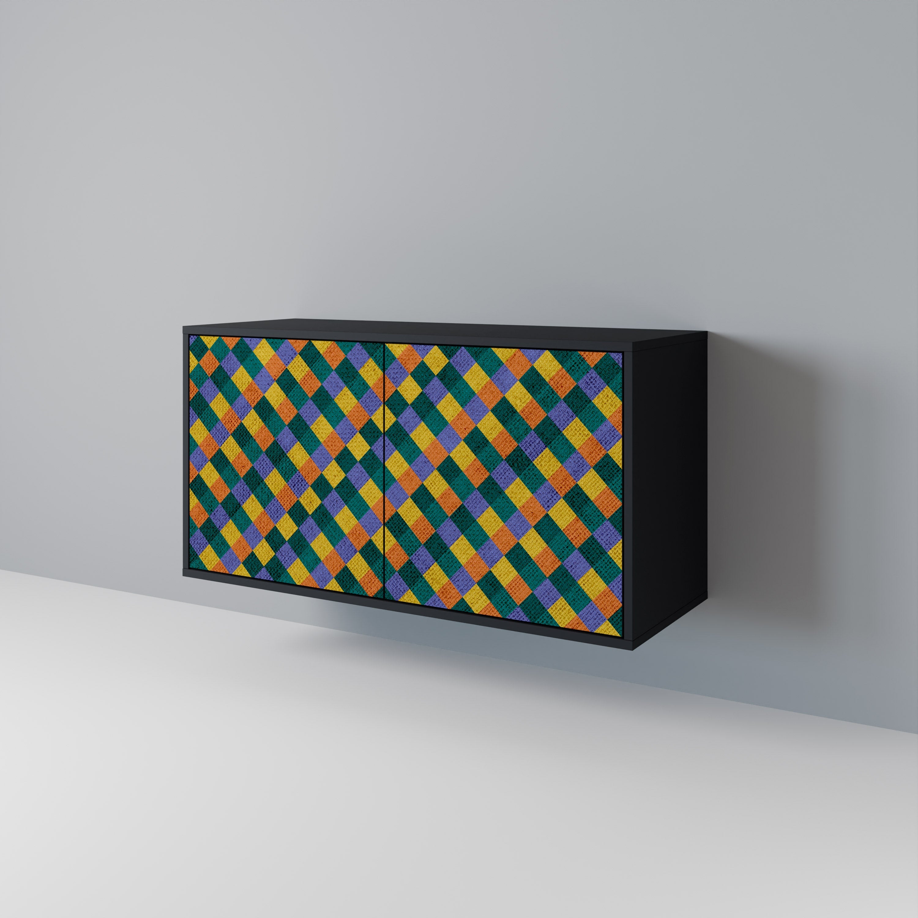 Μπουφές 2 θυρών PAINTED SQUARES MIX σε μαύρο φινίρισμα