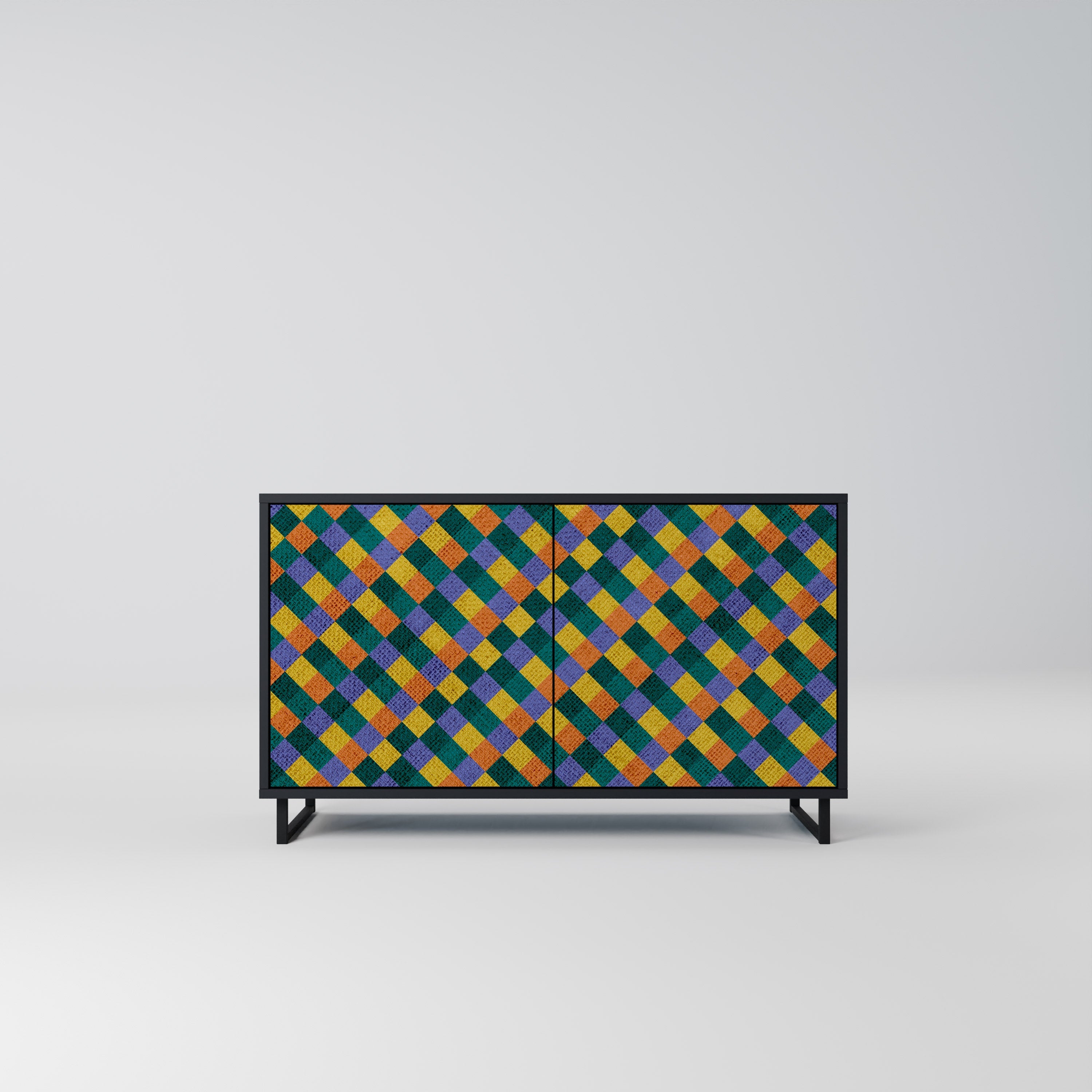 Μπουφές 2 θυρών PAINTED SQUARES MIX σε μαύρο φινίρισμα