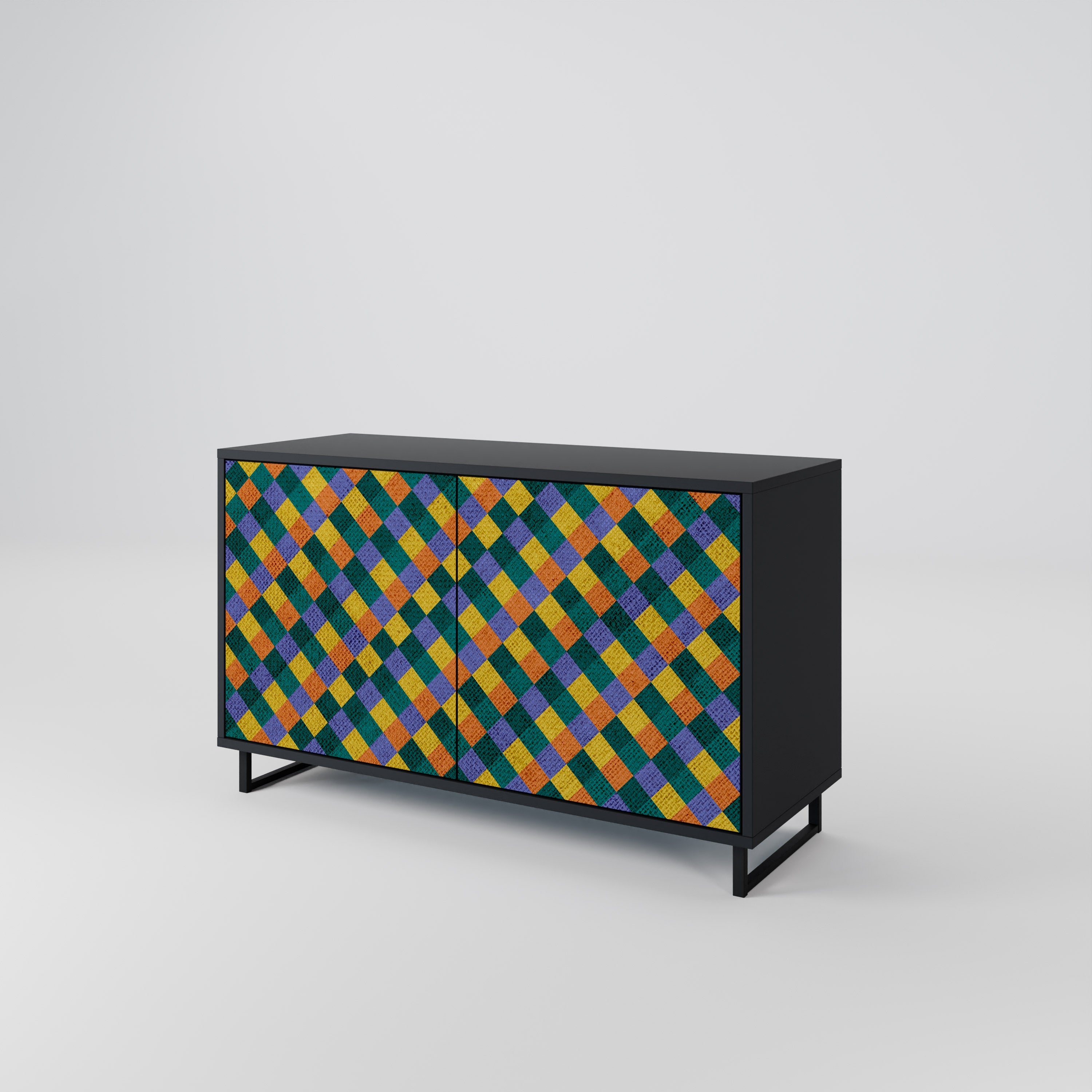 Μπουφές 2 θυρών PAINTED SQUARES MIX σε μαύρο φινίρισμα