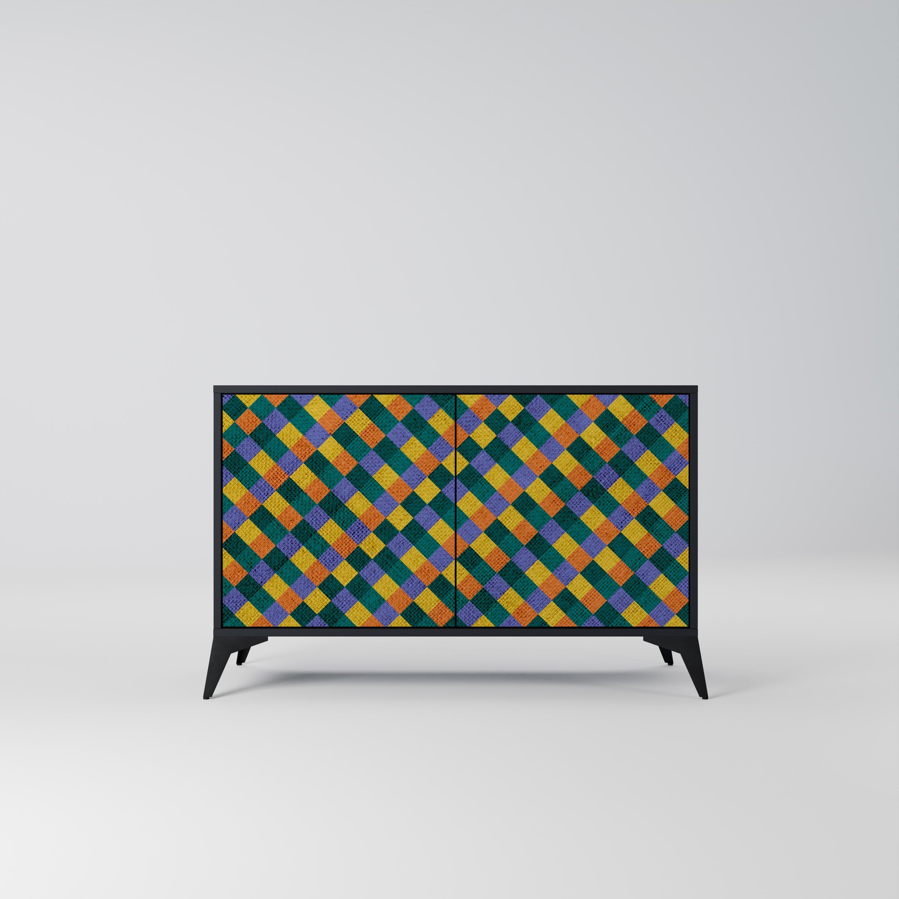 Μπουφές 2 θυρών PAINTED SQUARES MIX σε μαύρο φινίρισμα