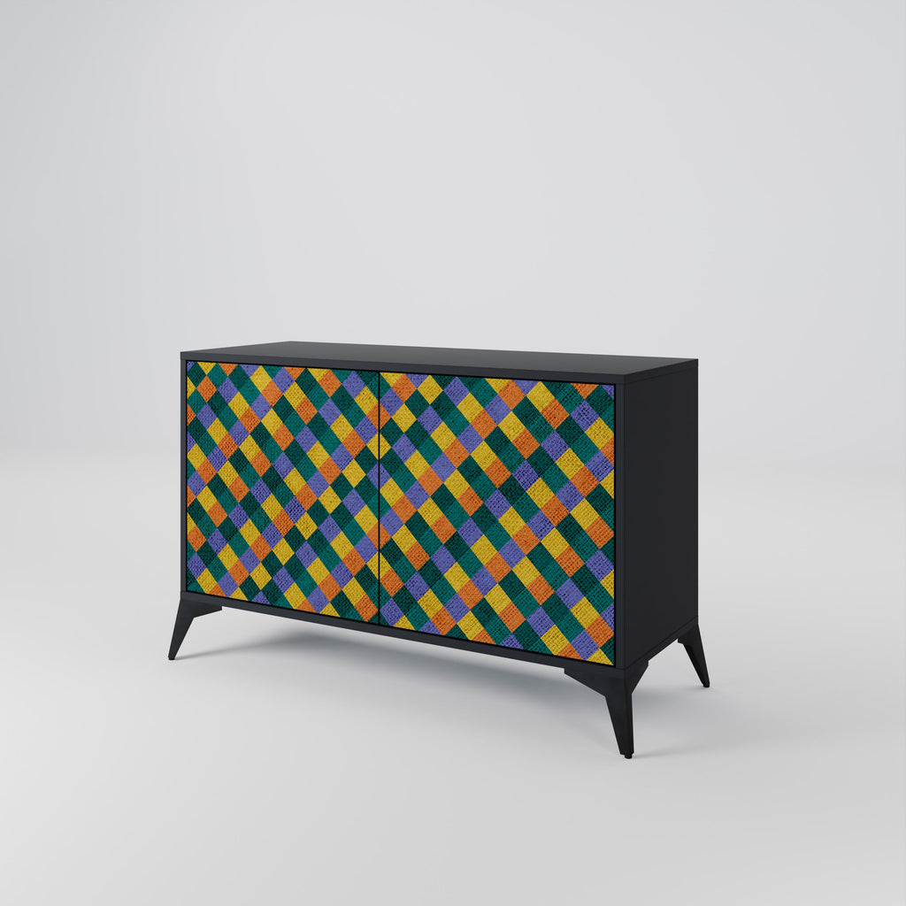 Μπουφές 2 θυρών PAINTED SQUARES MIX σε μαύρο φινίρισμα