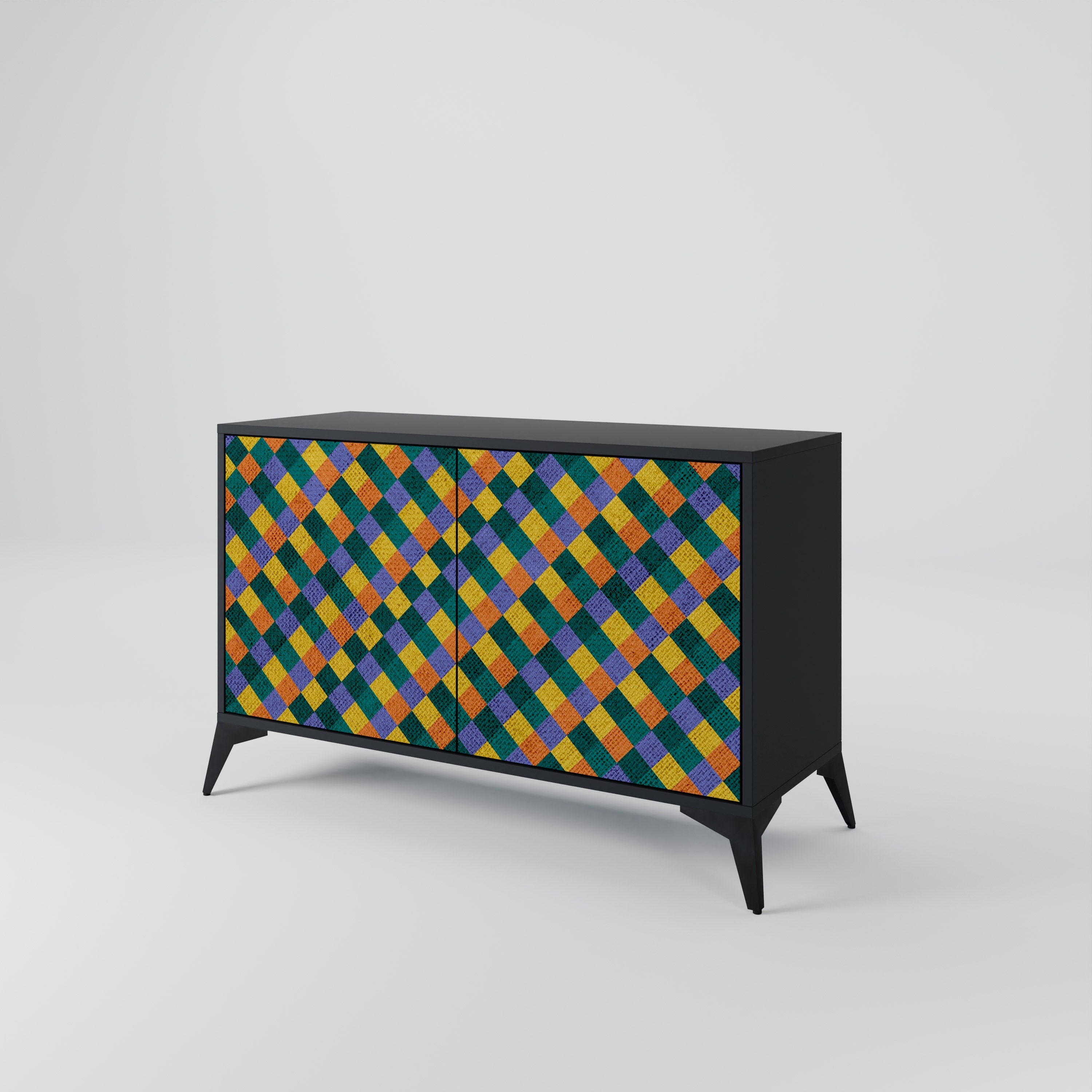 Μπουφές 2 θυρών PAINTED SQUARES MIX σε μαύρο φινίρισμα