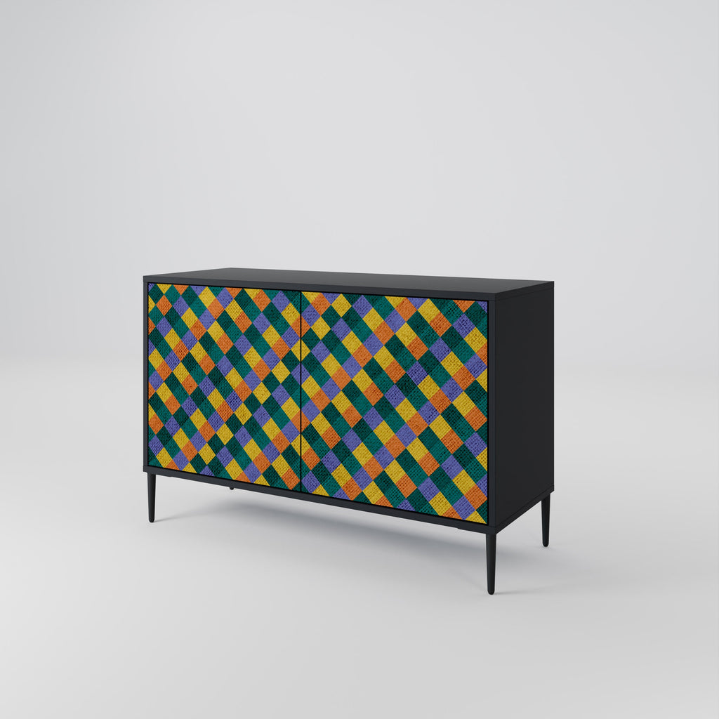 Μπουφές 2 θυρών PAINTED SQUARES MIX σε μαύρο φινίρισμα