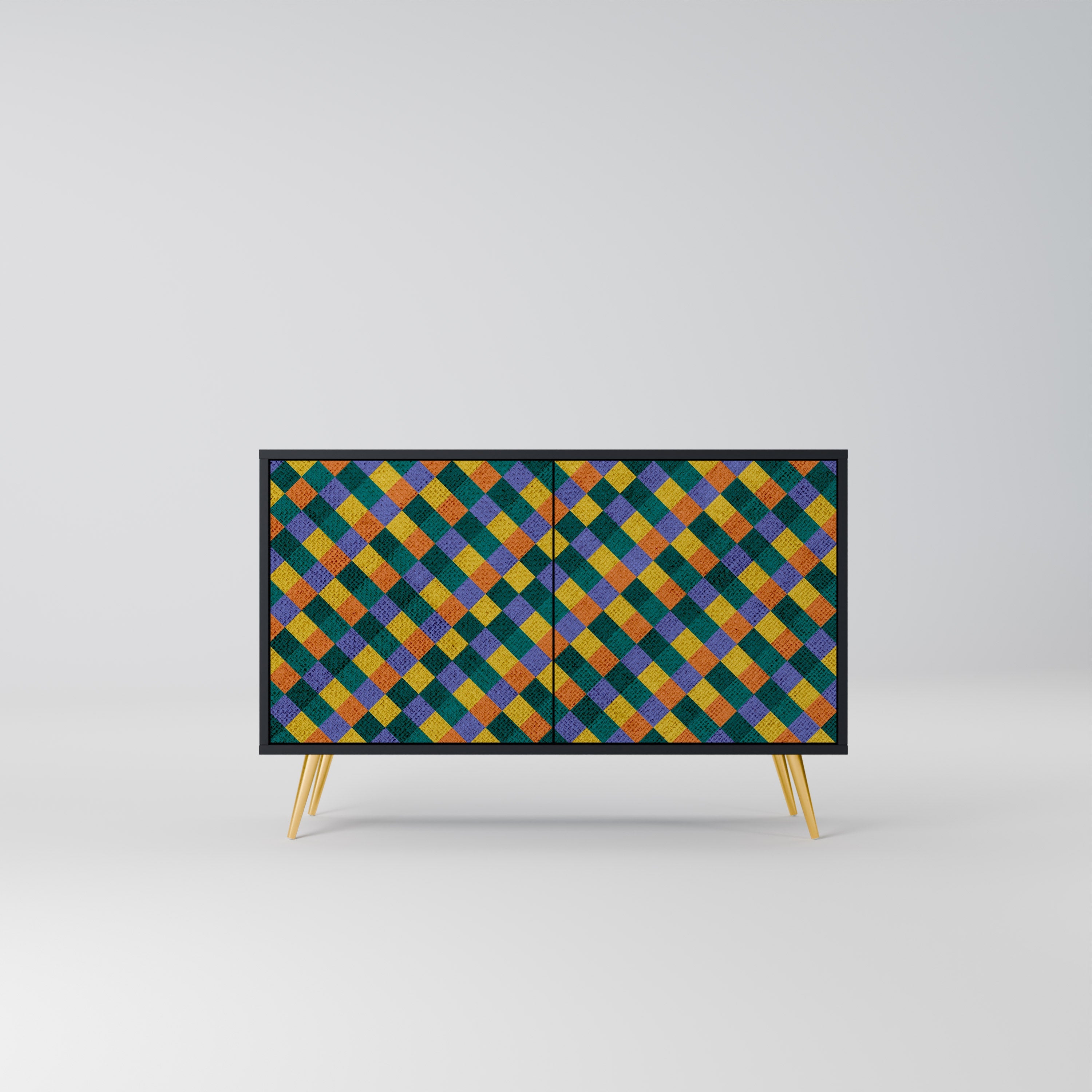 Μπουφές 2 θυρών PAINTED SQUARES MIX σε μαύρο φινίρισμα