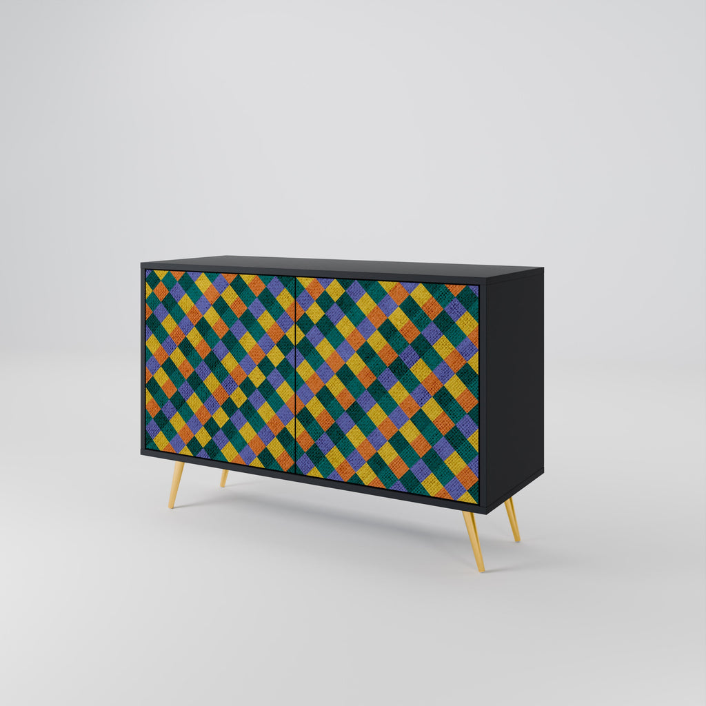 Μπουφές 2 θυρών PAINTED SQUARES MIX σε μαύρο φινίρισμα