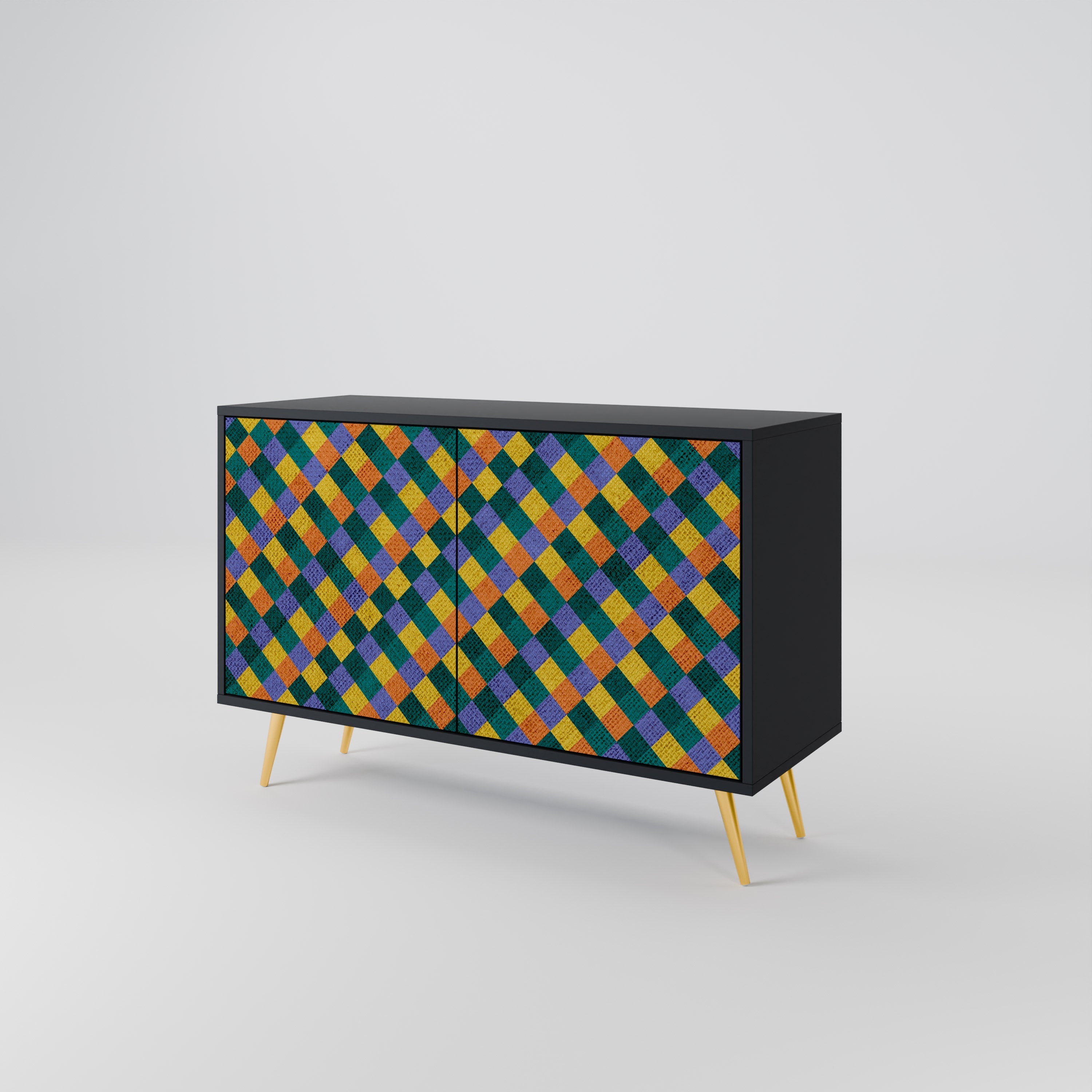 Μπουφές 2 θυρών PAINTED SQUARES MIX σε μαύρο φινίρισμα