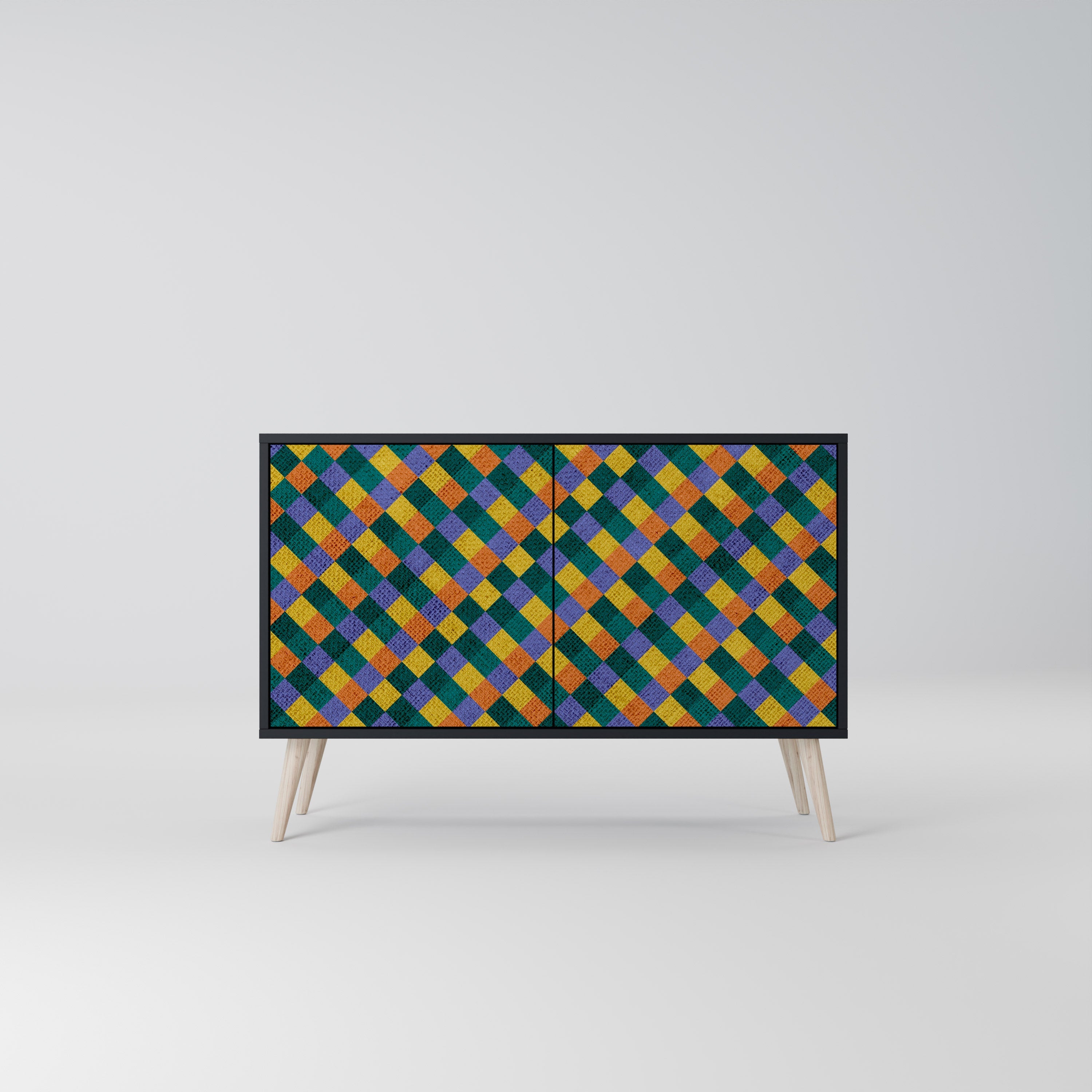 Μπουφές 2 θυρών PAINTED SQUARES MIX σε μαύρο φινίρισμα