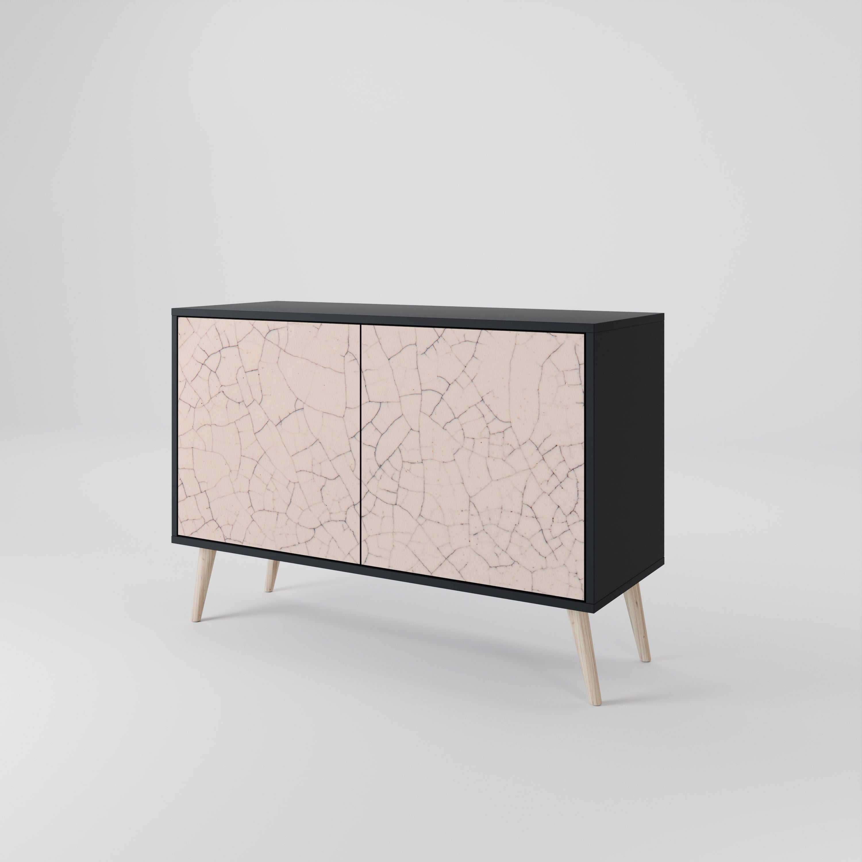 Μπουφές 2 θυρών CERAMIC TEXTURE σε μαύρο φινίρισμα