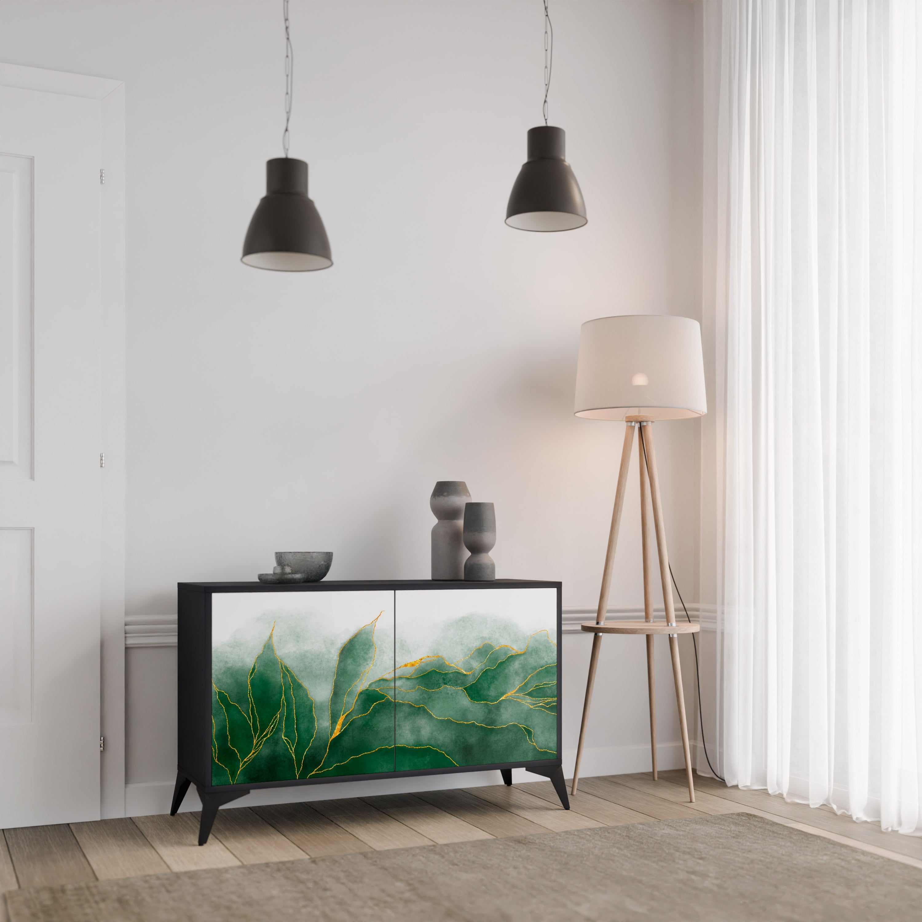 Μπουφές EXPENSIVE NATURE με 2 πόρτες σε μαύρο φινίρισμα
