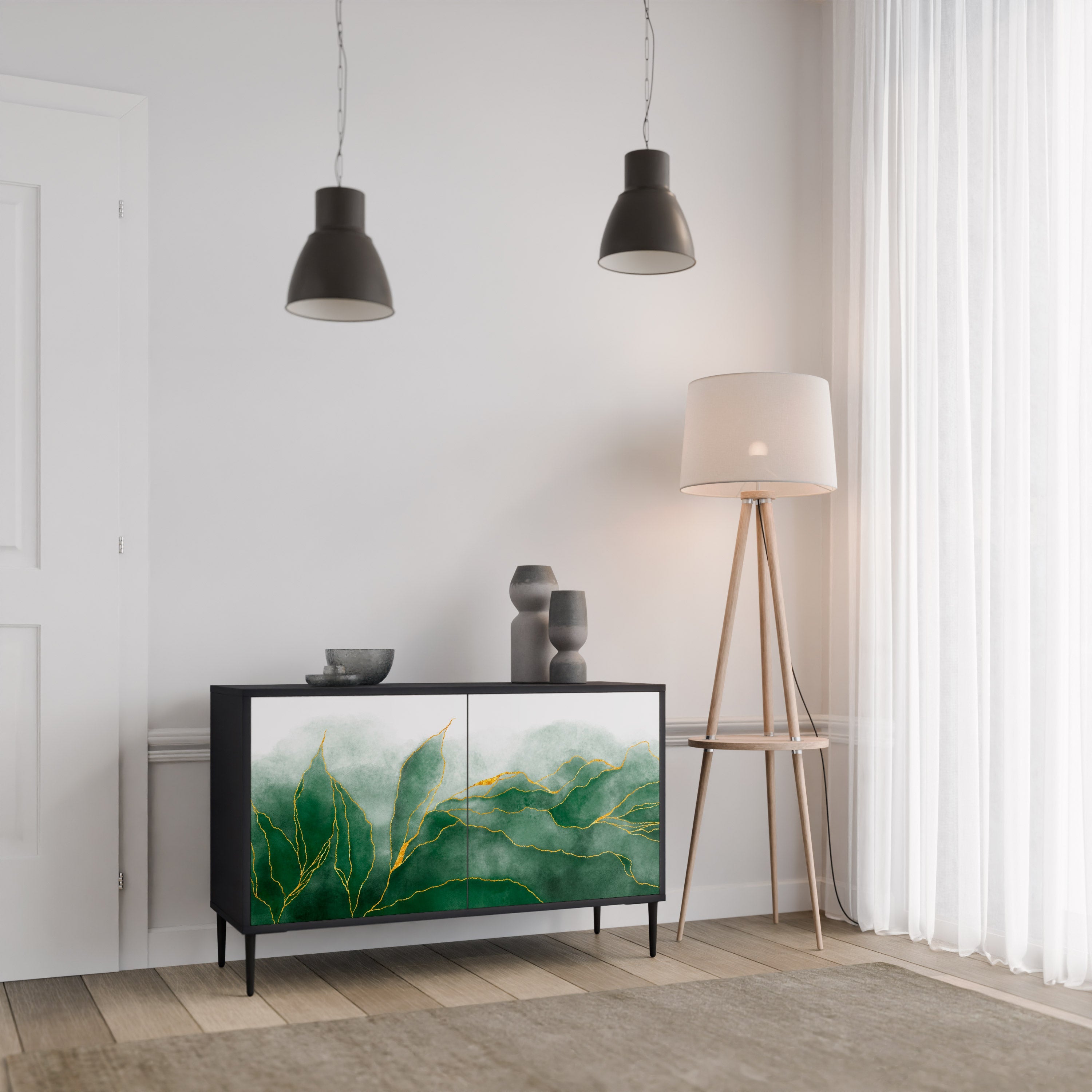 Μπουφές EXPENSIVE NATURE με 2 πόρτες σε μαύρο φινίρισμα
