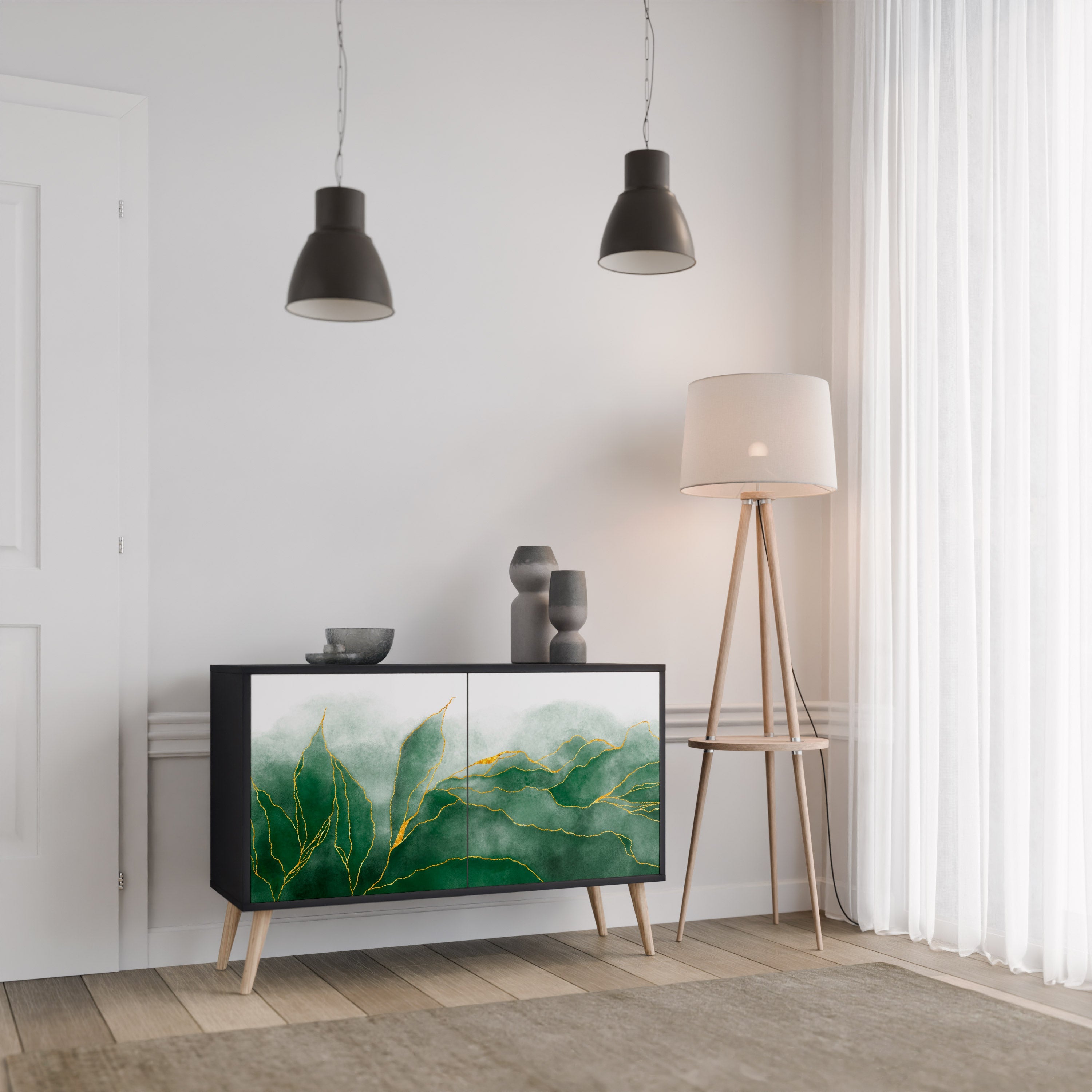Μπουφές EXPENSIVE NATURE με 2 πόρτες σε μαύρο φινίρισμα