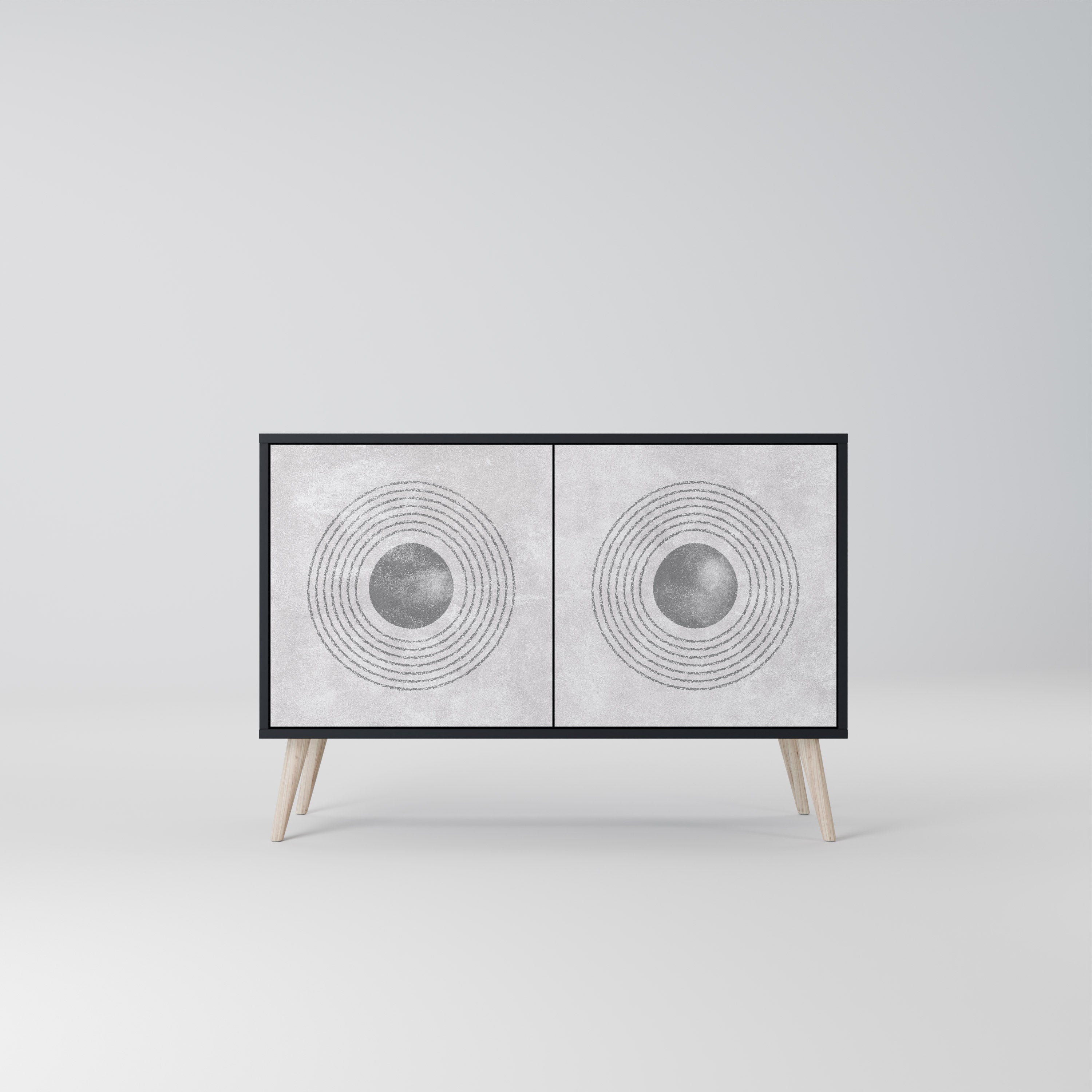 Μπουφές SOLID CIRCLES με 2 πόρτες σε μαύρο φινίρισμα