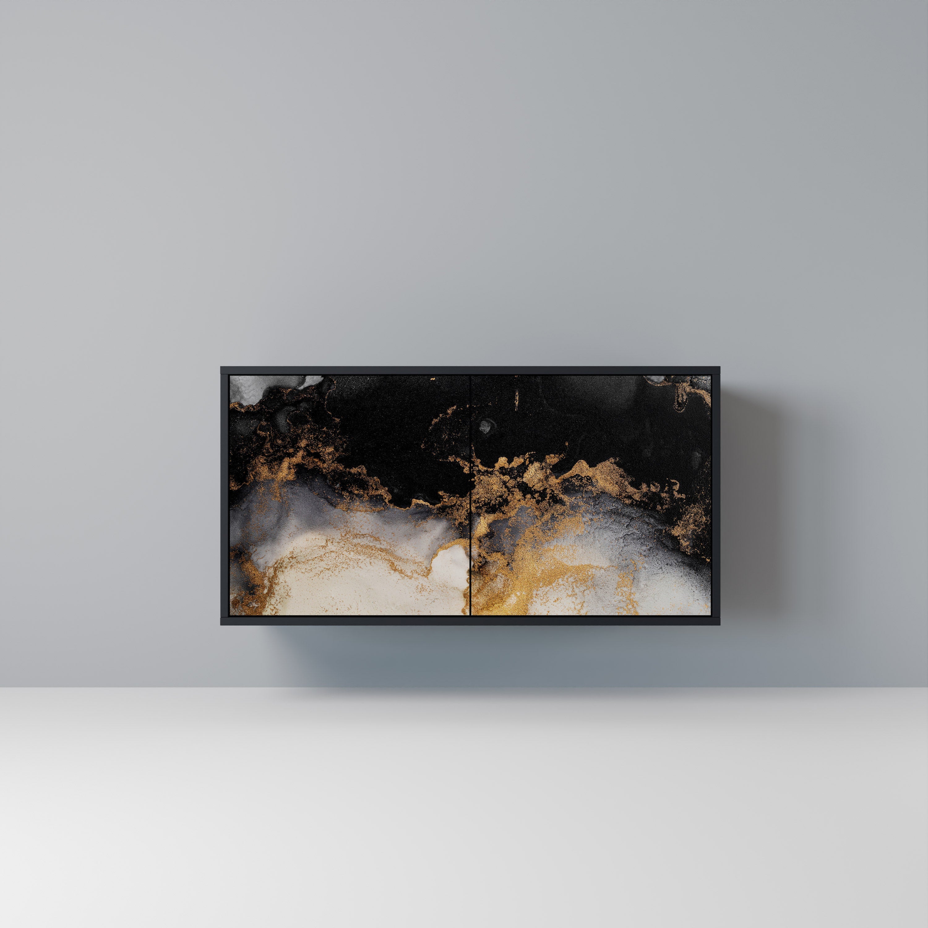 Μπουφές MARBLE OF TOMMORROW με 2 πόρτες σε μαύρο φινίρισμα