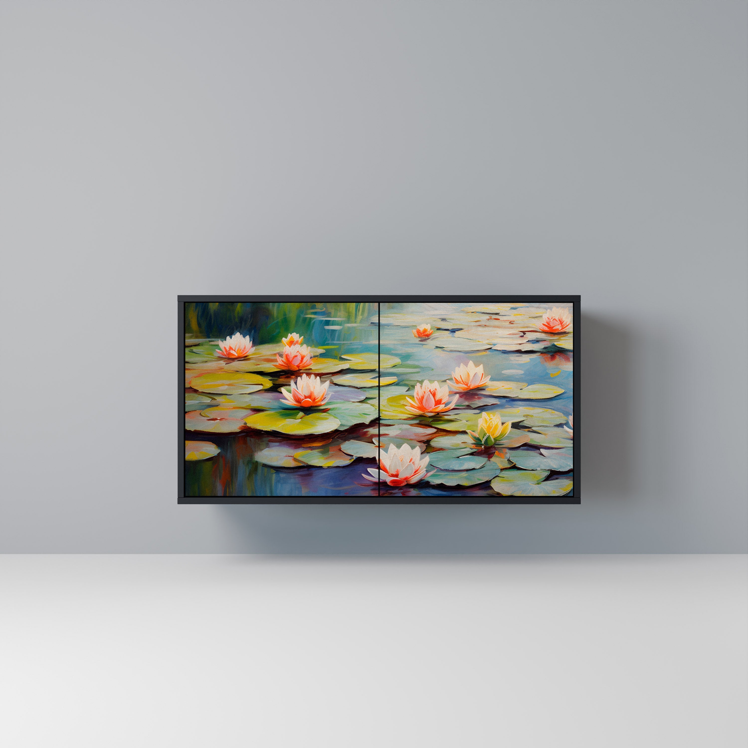 Μπουφές BLOOMING WATERS με 2 πόρτες σε μαύρο φινίρισμα